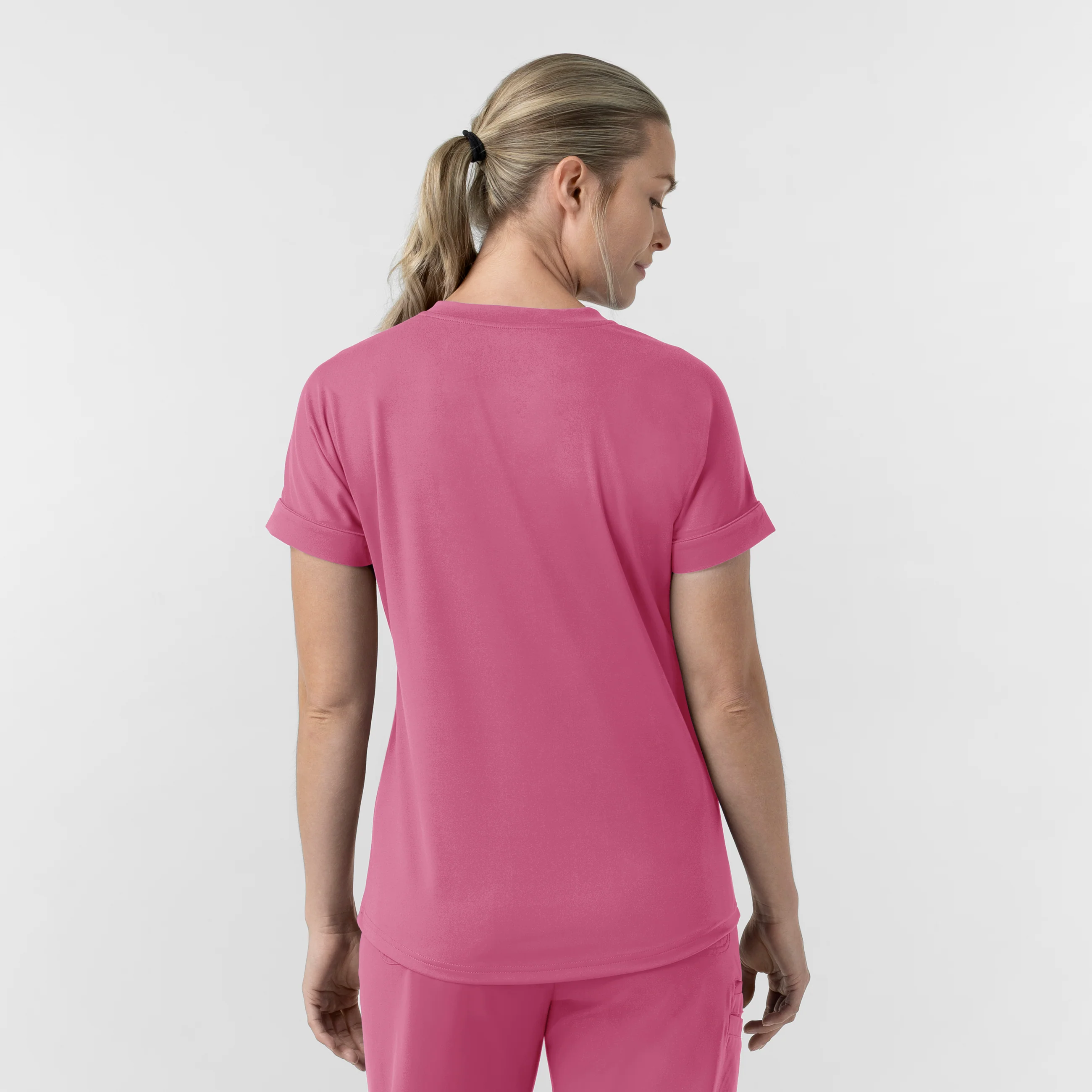 Carhartt Force Cross-Flex Knit Women's V-Neck Scrub Top - Electric Fuschia - Image 2