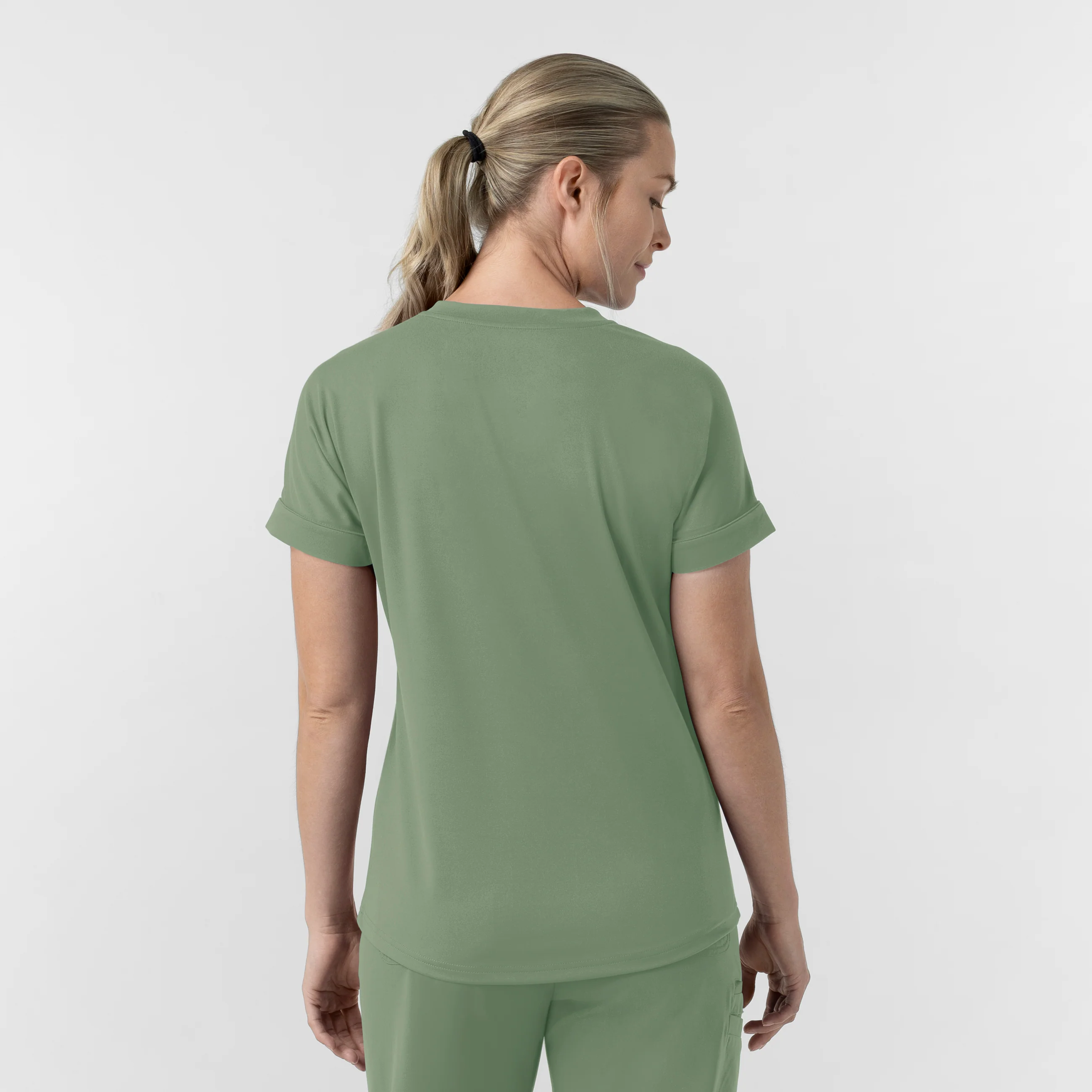Carhartt Force Cross-Flex Knit Women's V-Neck Scrub Top - Green Slate - Image 2