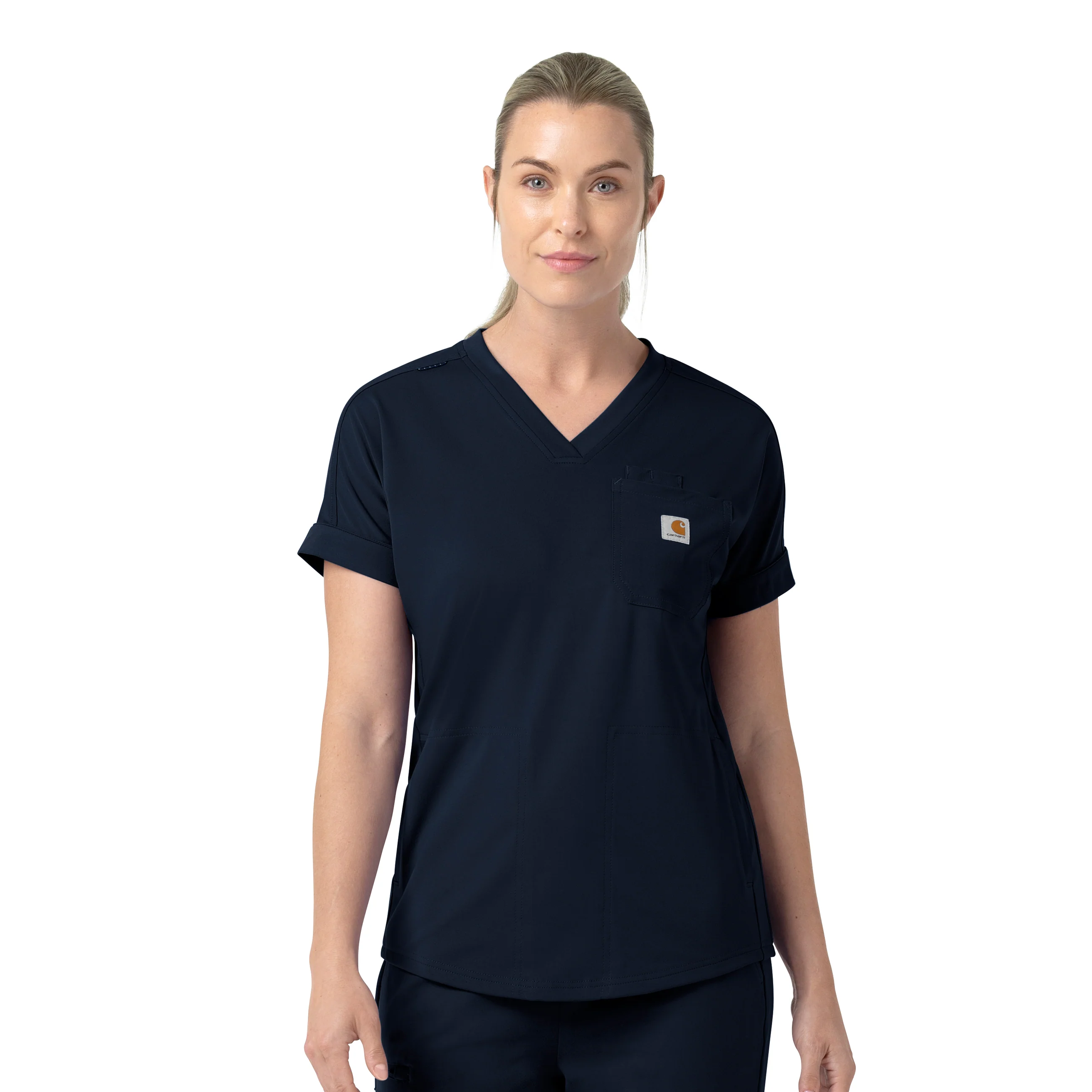 Carhartt Force Cross-Flex Knit Women's V-Neck Scrub Top - Navy