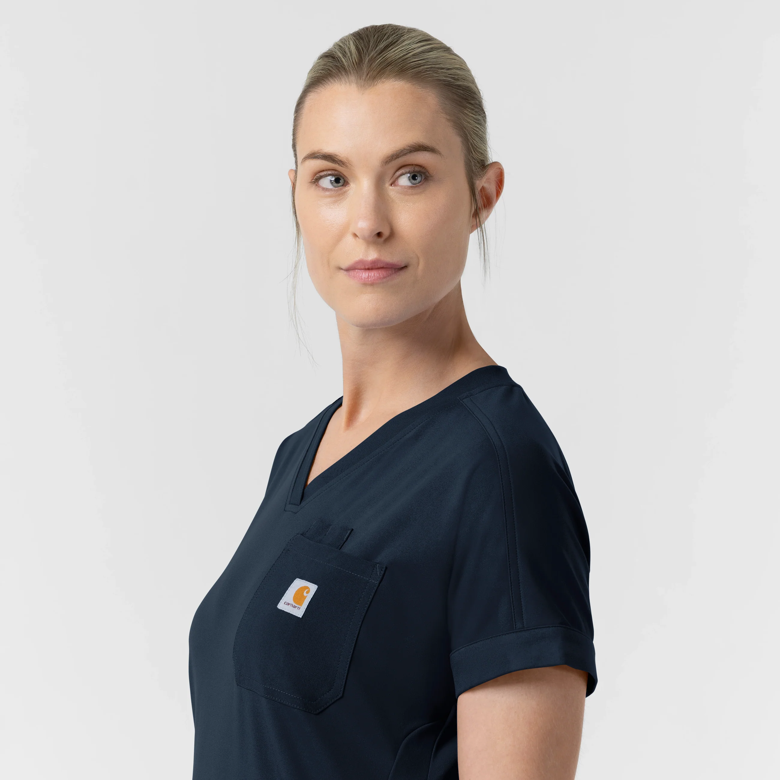 Carhartt Force Cross-Flex Knit Women's V-Neck Scrub Top - Navy - Image 11