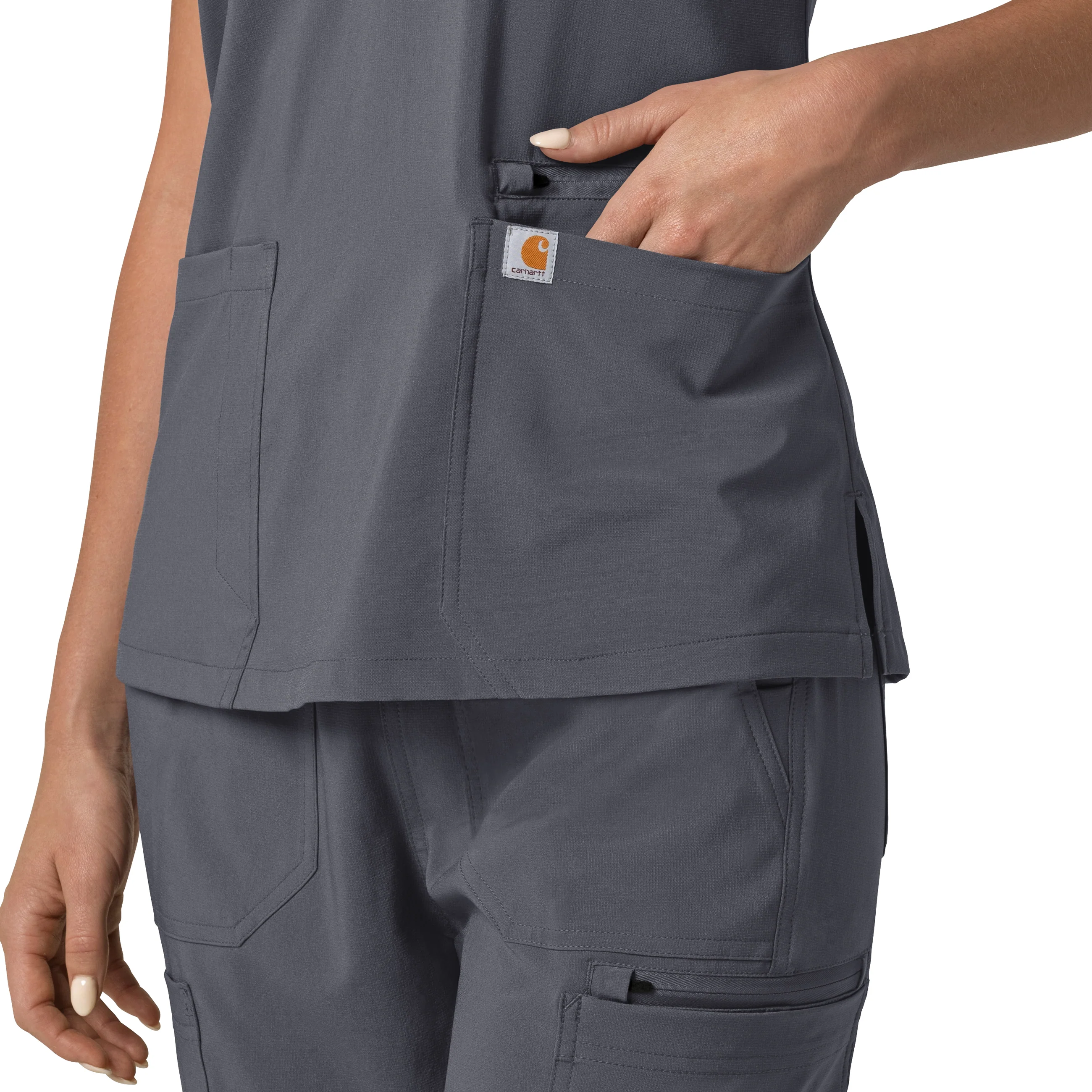 Carhartt Cross-Flex Women's Flex Panel V-Neck Scrub Top - Approaching Storm - Image 4