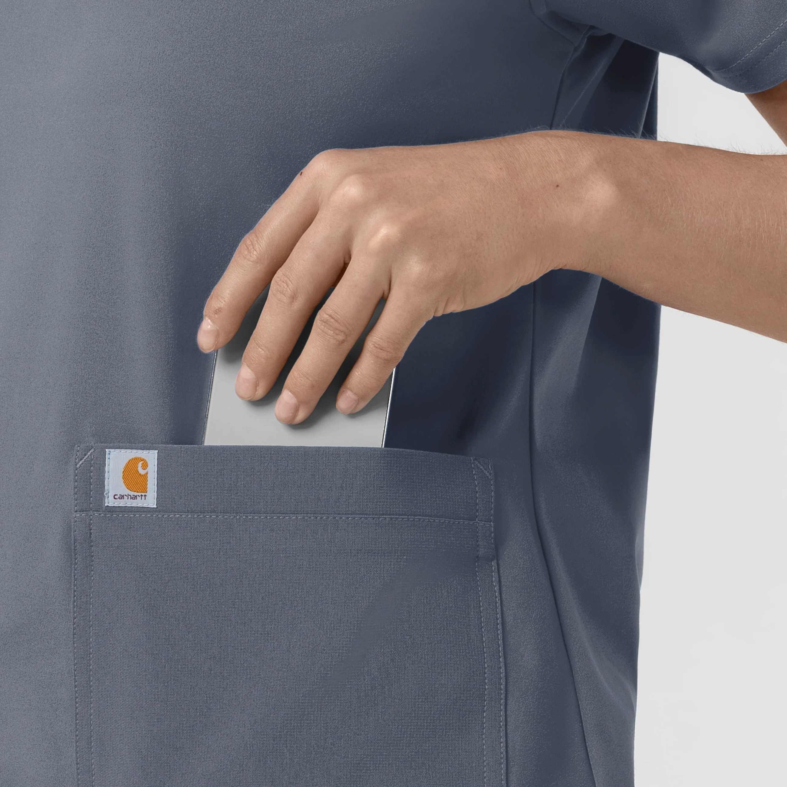 Carhartt Cross-Flex Knit Women's Crew Neck Scrub Top - Approaching Storm - Image 7