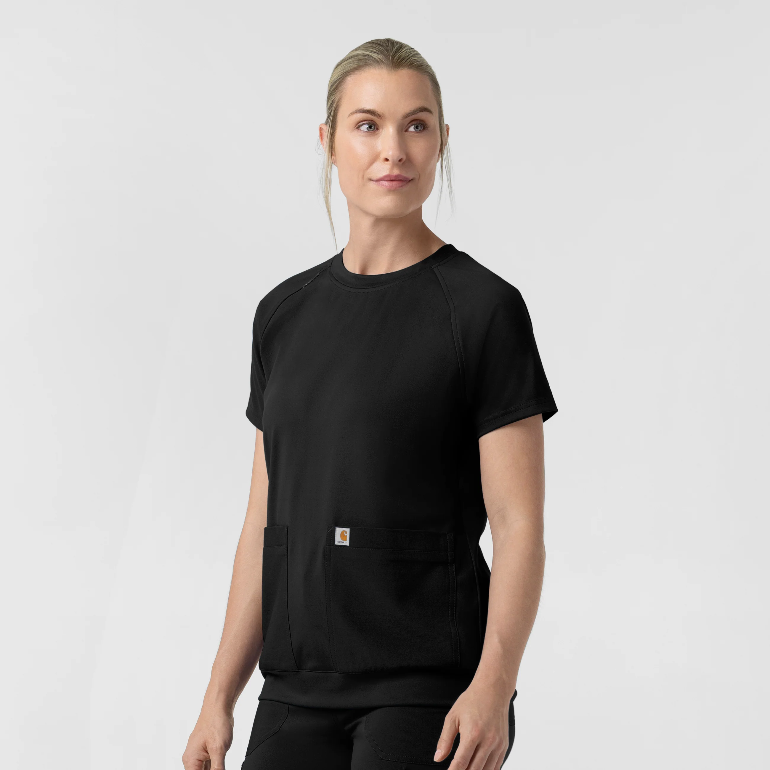 Carhartt Force Cross-Flex Knit Women's Crew Neck Scrub Top - Black - Image 4