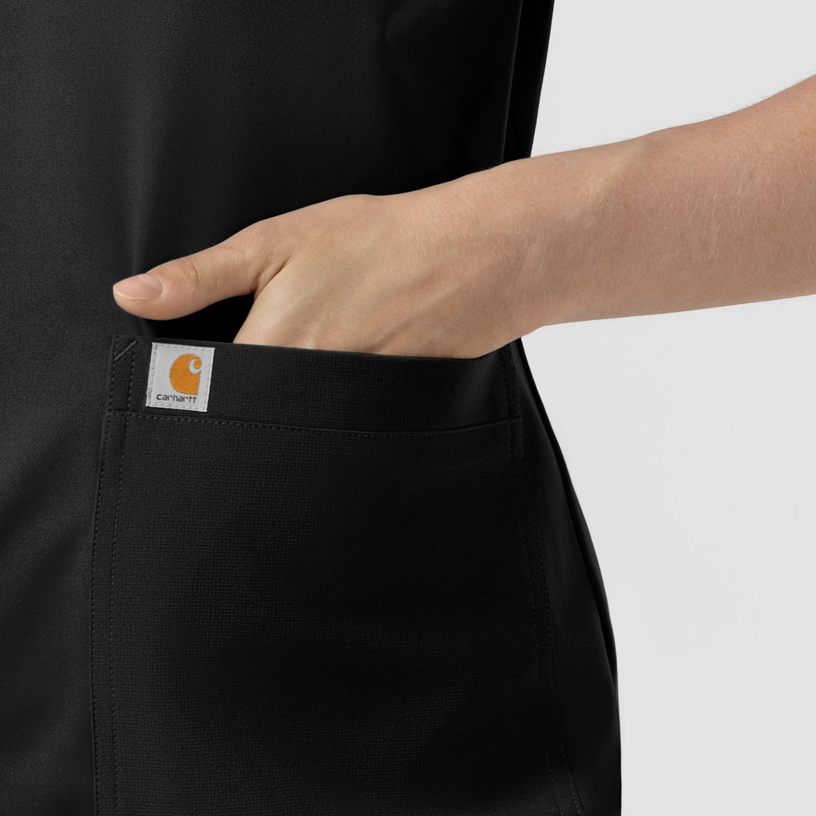 Carhartt Force Cross-Flex Knit Women's Crew Neck Scrub Top - Black - Image 5