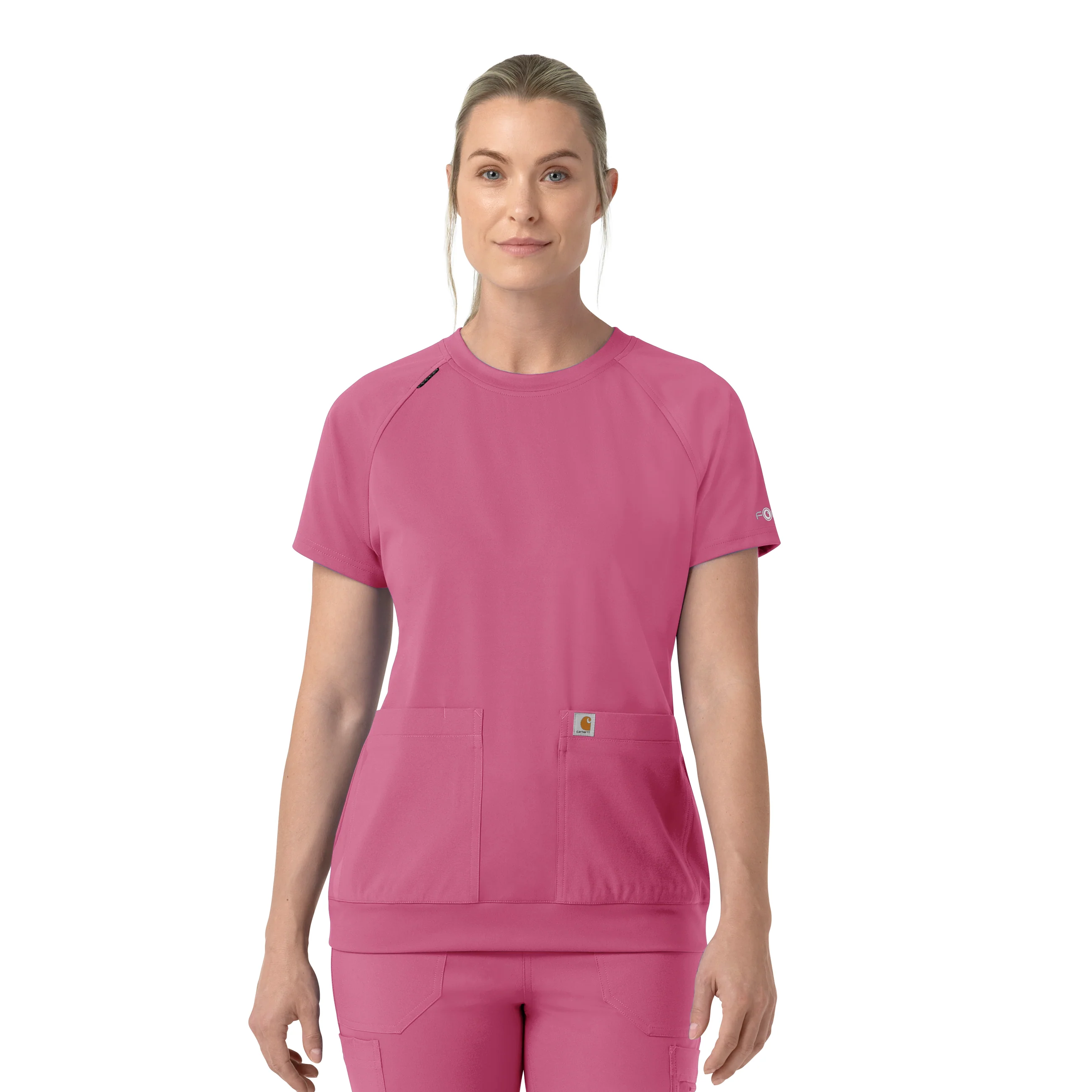 Carhartt Force Cross-Flex Knit Women's Crew Neck Scrub Top - Electric Fuschia
