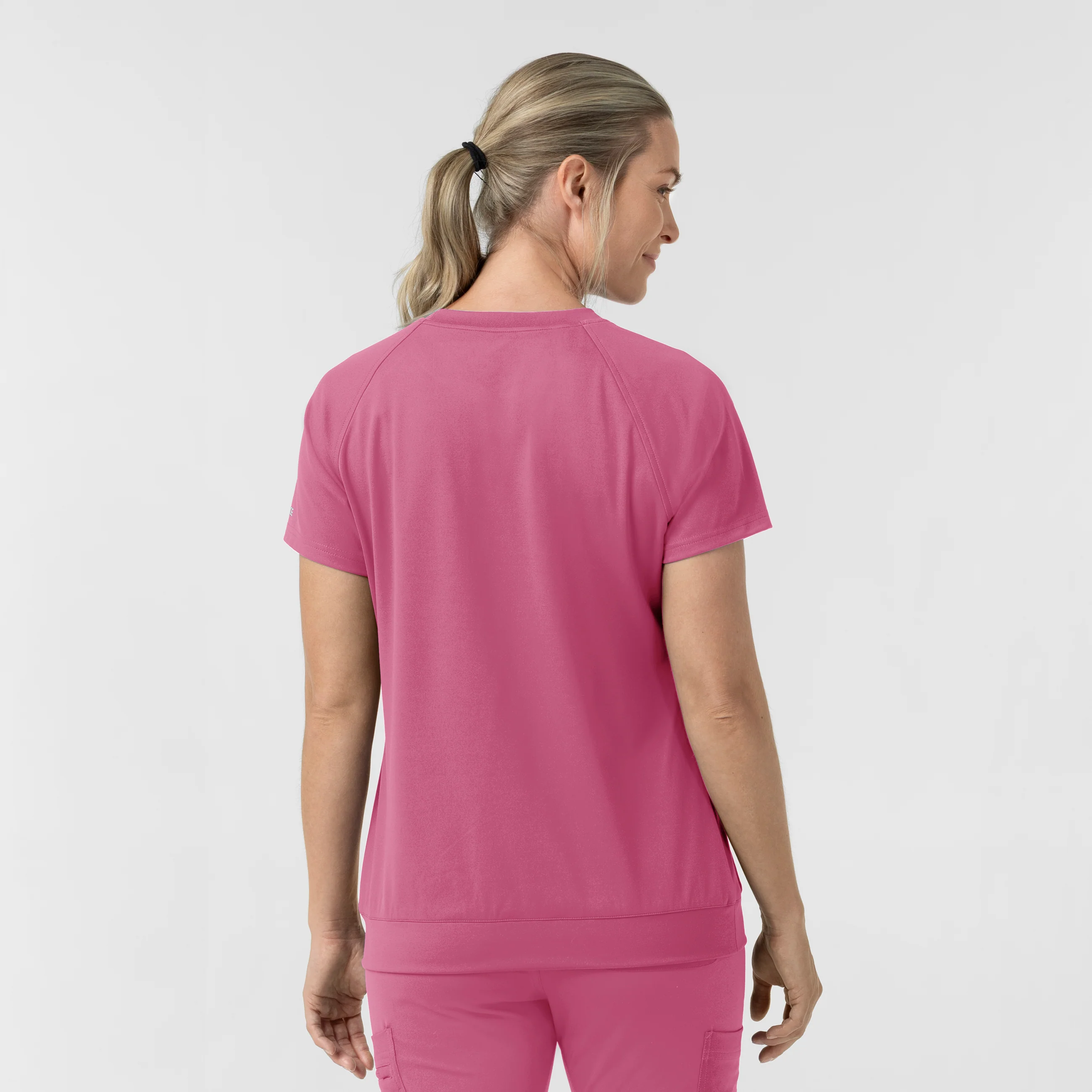 Carhartt Force Cross-Flex Knit Women's Crew Neck Scrub Top - Electric Fuschia - Image 2