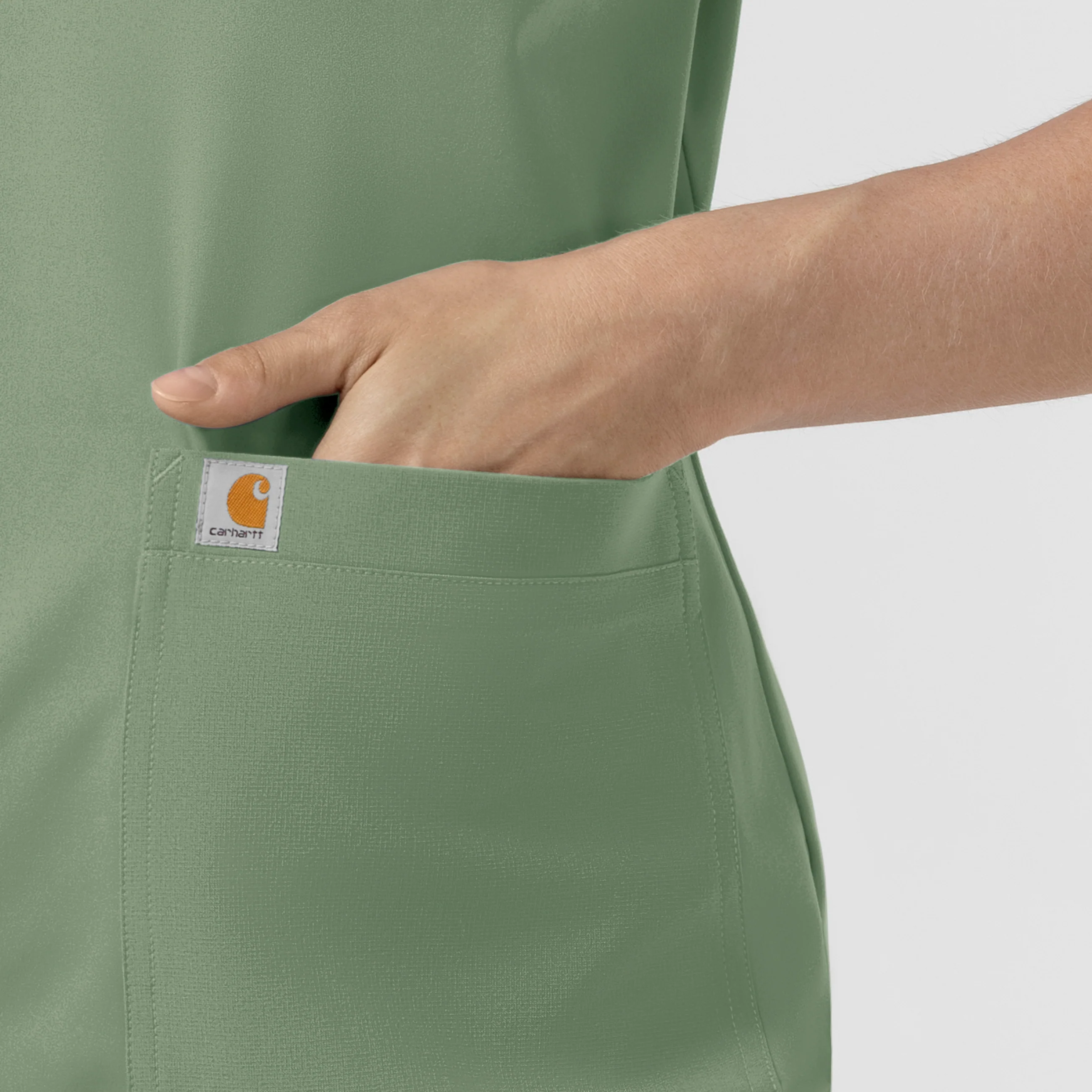 Carhartt Force Cross-Flex Knit Women's Crew Neck Scrub Top - Green Slate - Image 5
