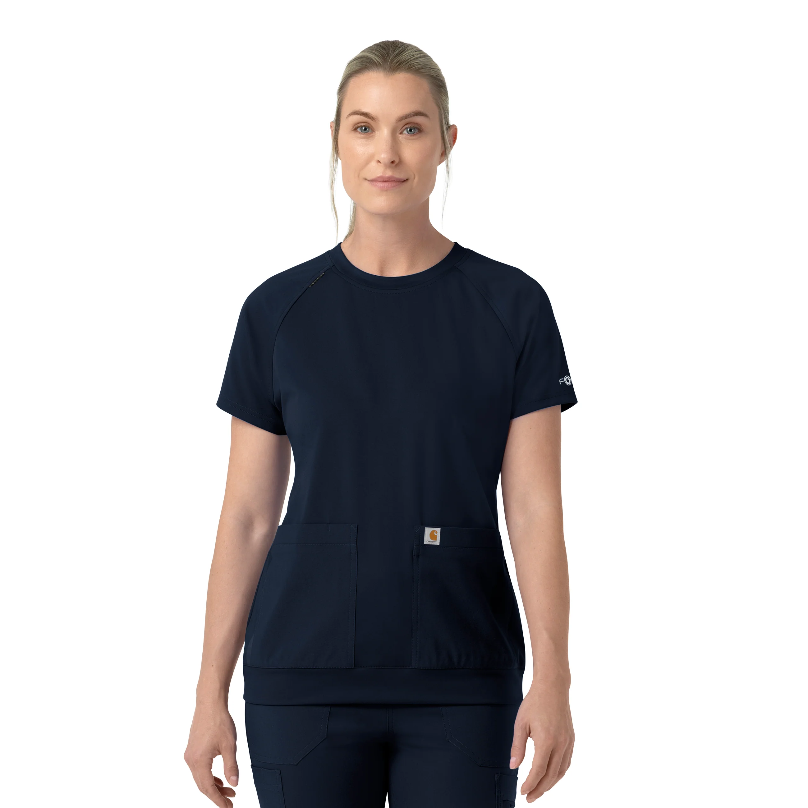 Carhartt Force Cross-Flex Knit Women's Crew Neck Scrub Top - Navy