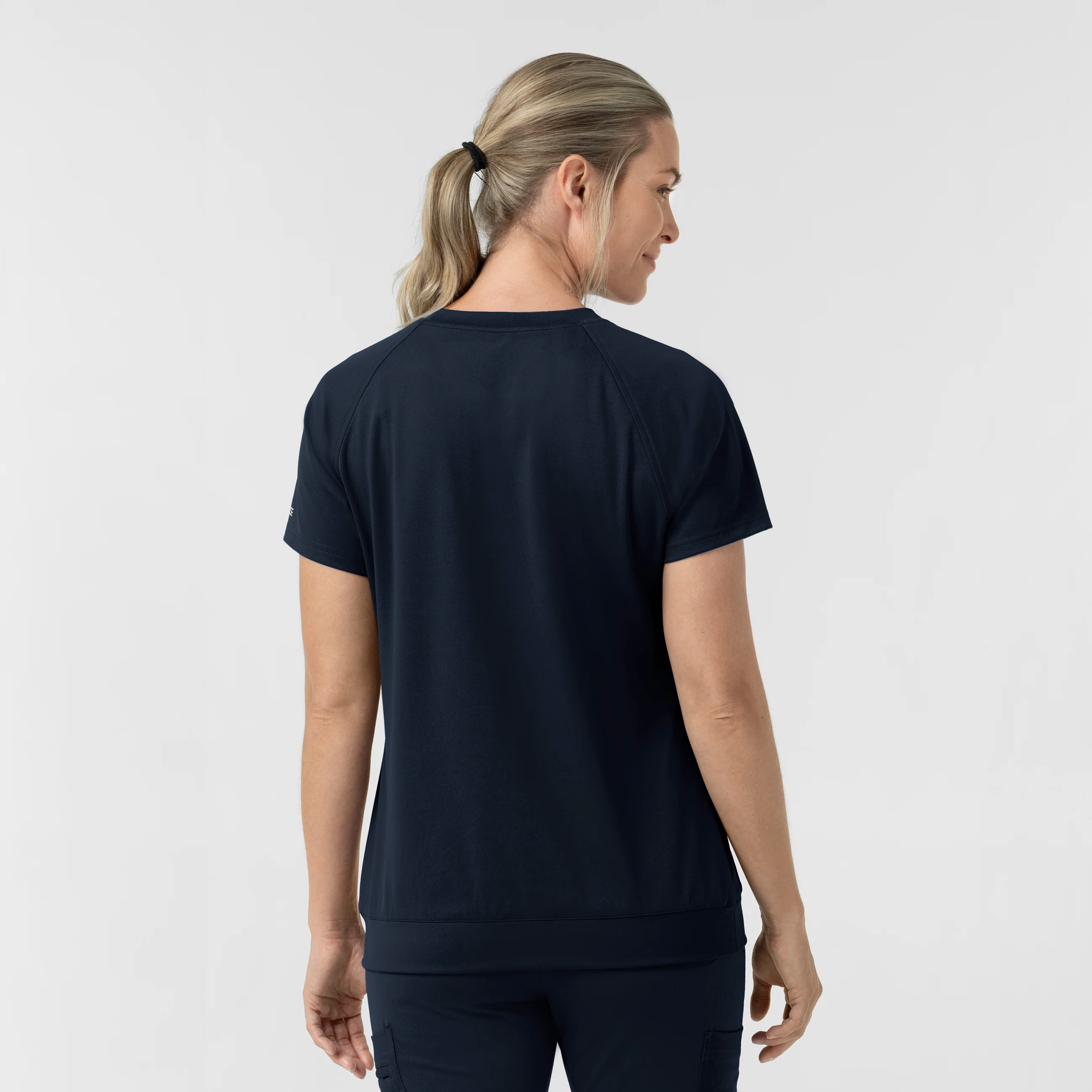 Carhartt Force Cross-Flex Knit Women's Crew Neck Scrub Top - Navy - Image 2