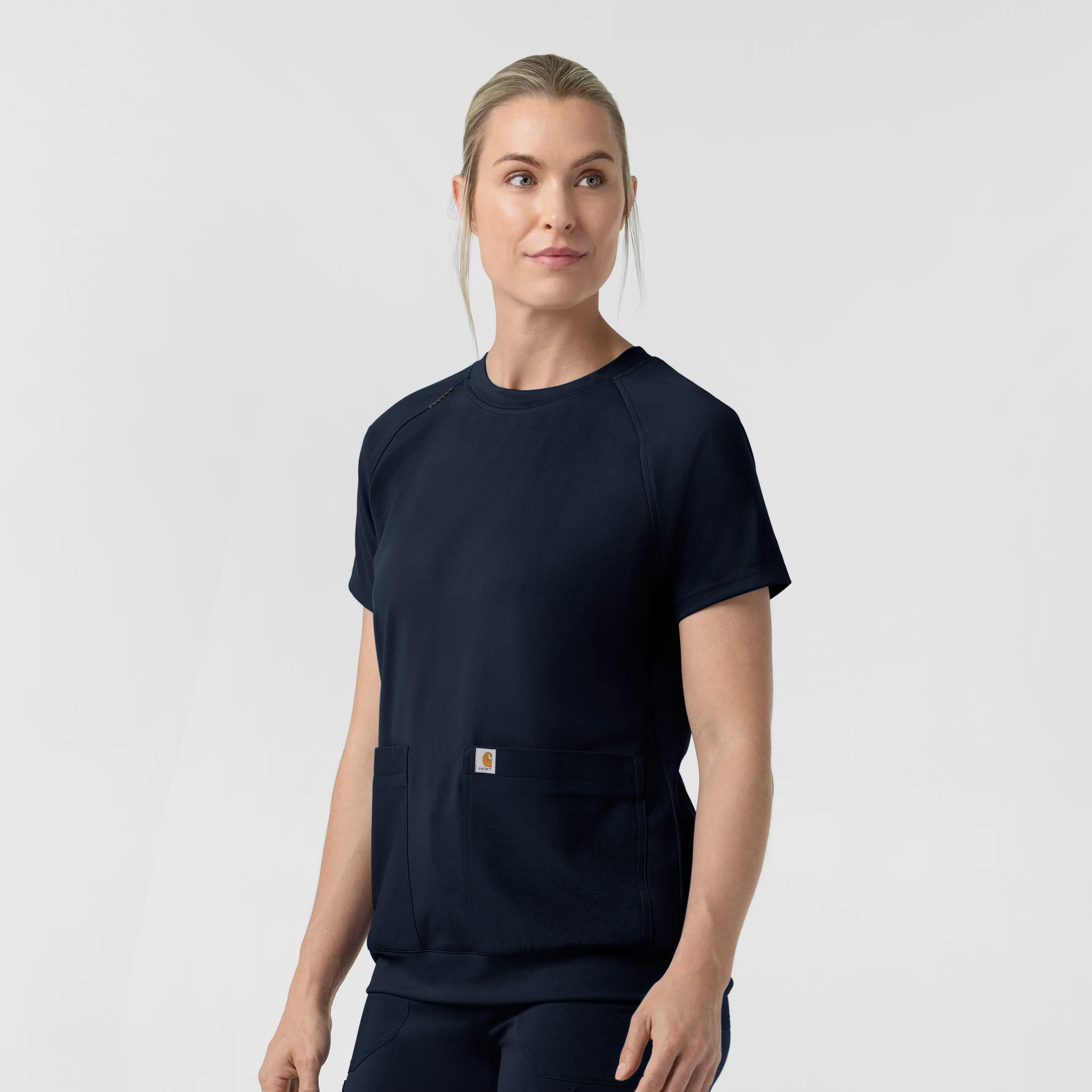 Carhartt Force Cross-Flex Knit Women's Crew Neck Scrub Top - Navy - Image 4