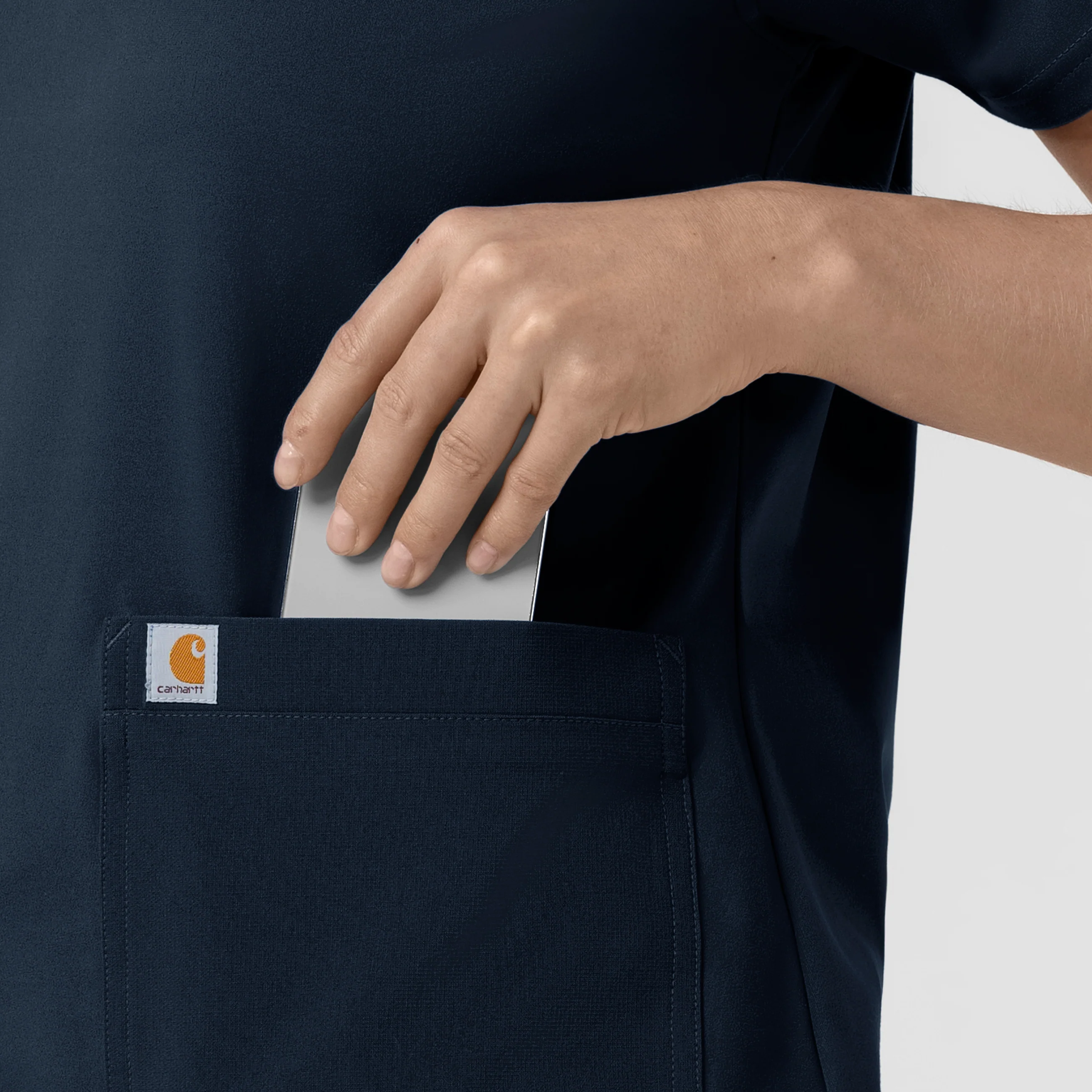 Carhartt Force Cross-Flex Knit Women's Crew Neck Scrub Top - Navy - Image 7