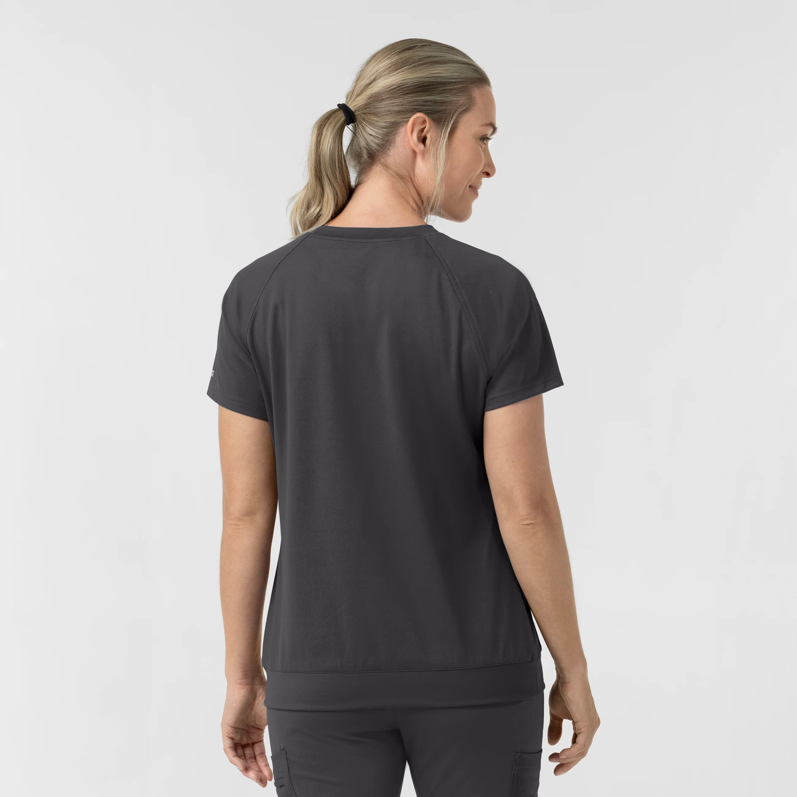 Carhartt Force Cross-Flex Knit Women's Crew Neck Scrub Top - Pewter - Image 2