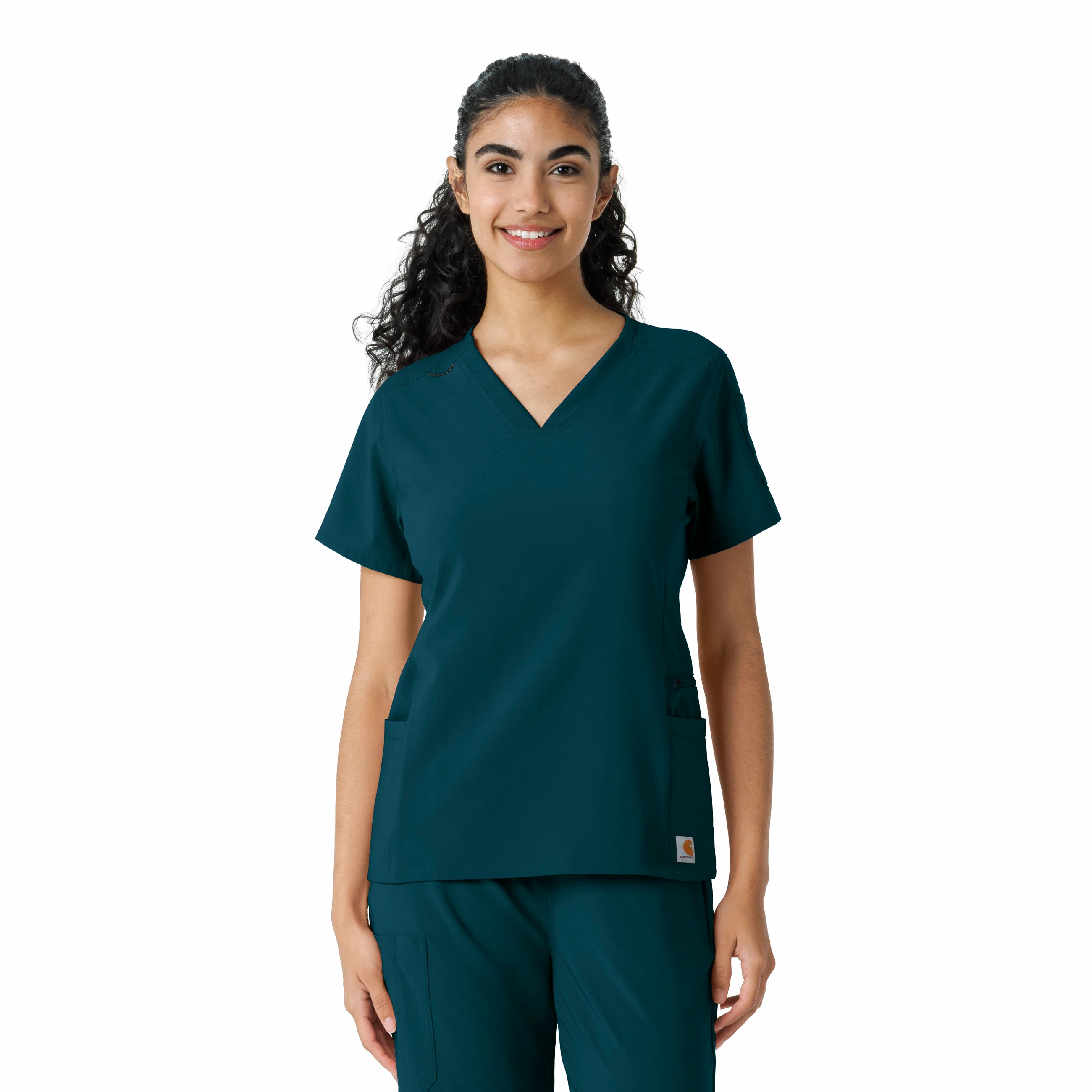 Carhartt Force Cross-Flex Women's Knit Panel Scrub Top - Caribbean