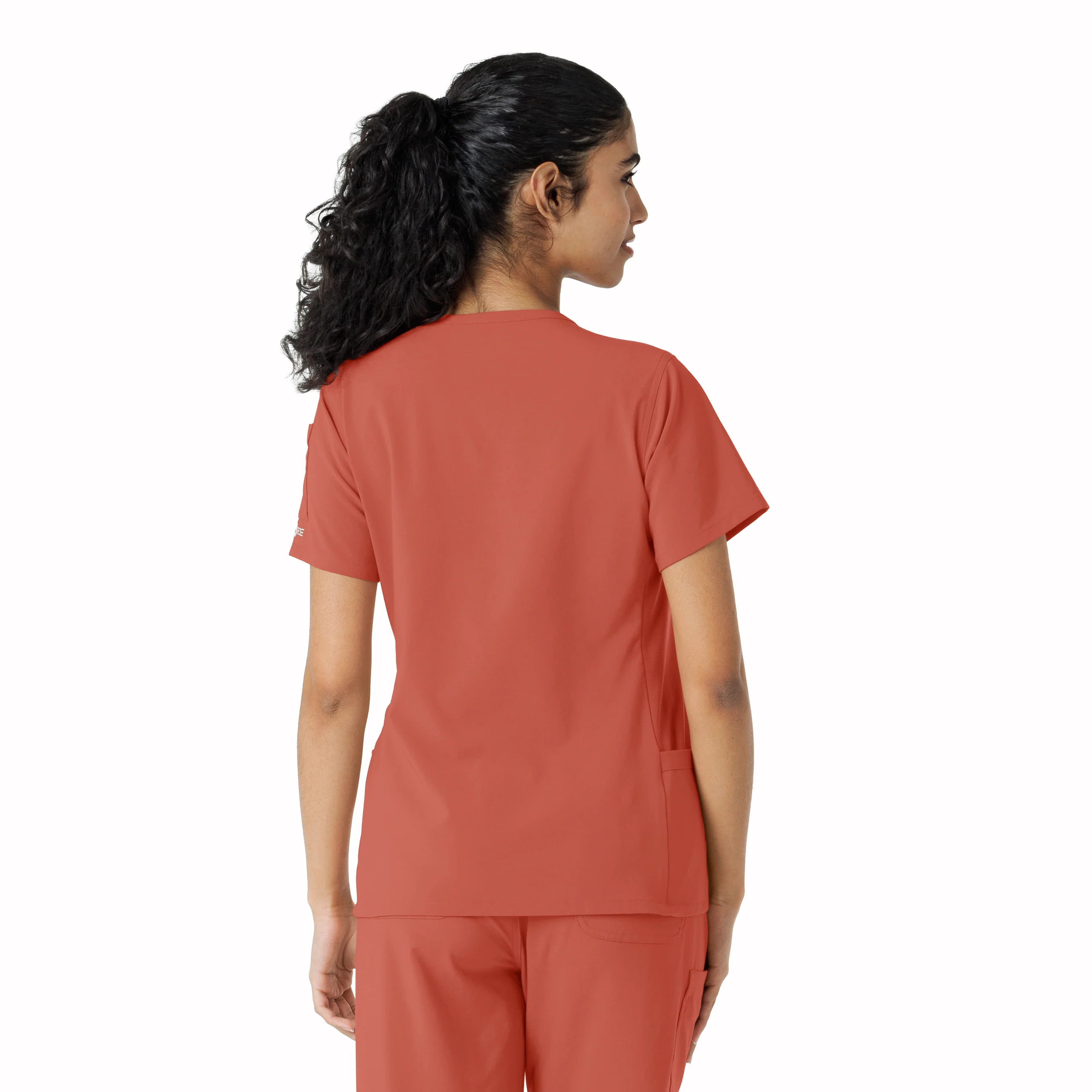 Carhartt Force Cross-Flex Women's Knit Panel Scrub Top - Dusty Cedar - Image 2