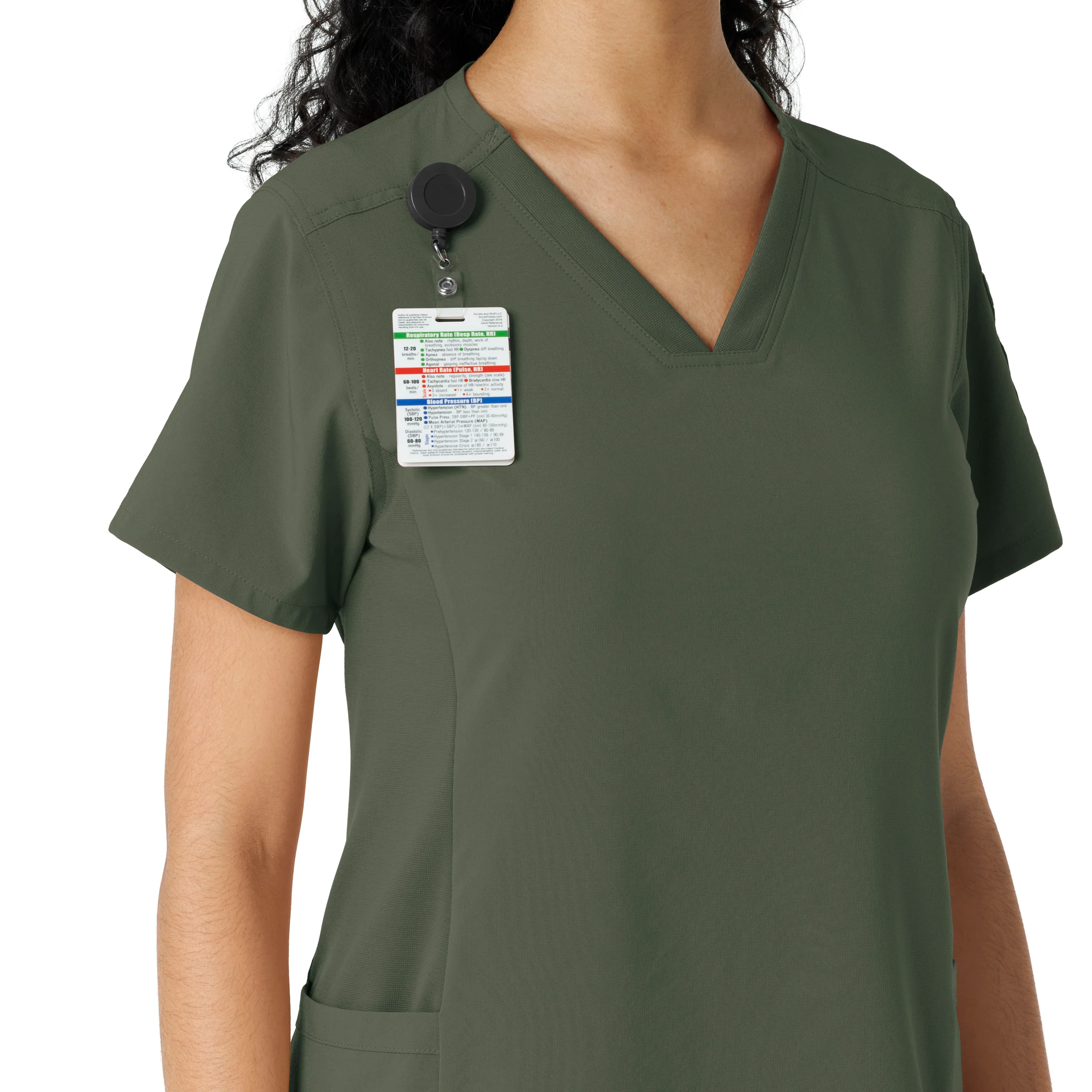Carhartt Force Cross-Flex Women's Knit Panel Scrub Top - Olive - Image 6