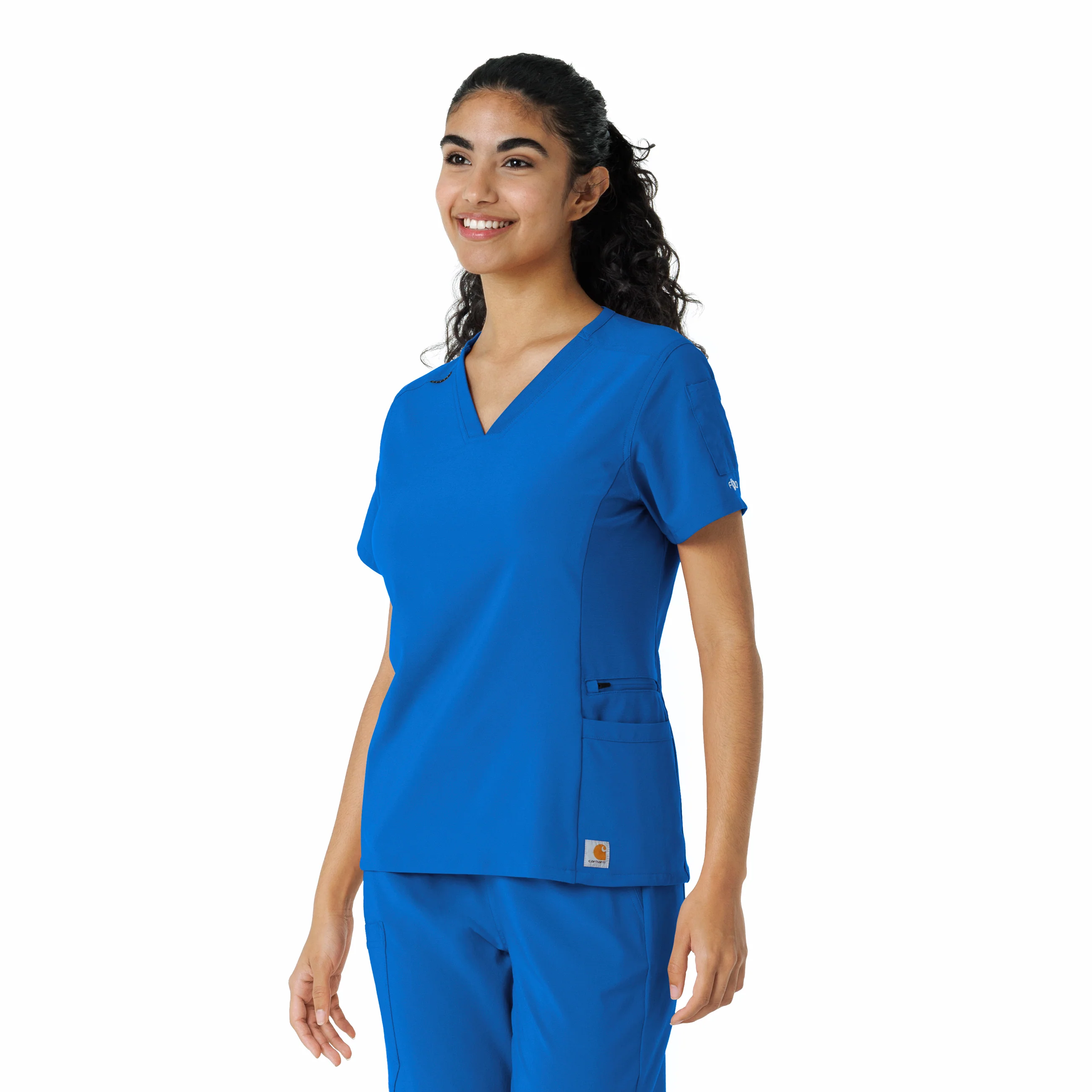 Carhartt Force Cross-Flex Women's Knit Panel Scrub Top - Royal - Image 4
