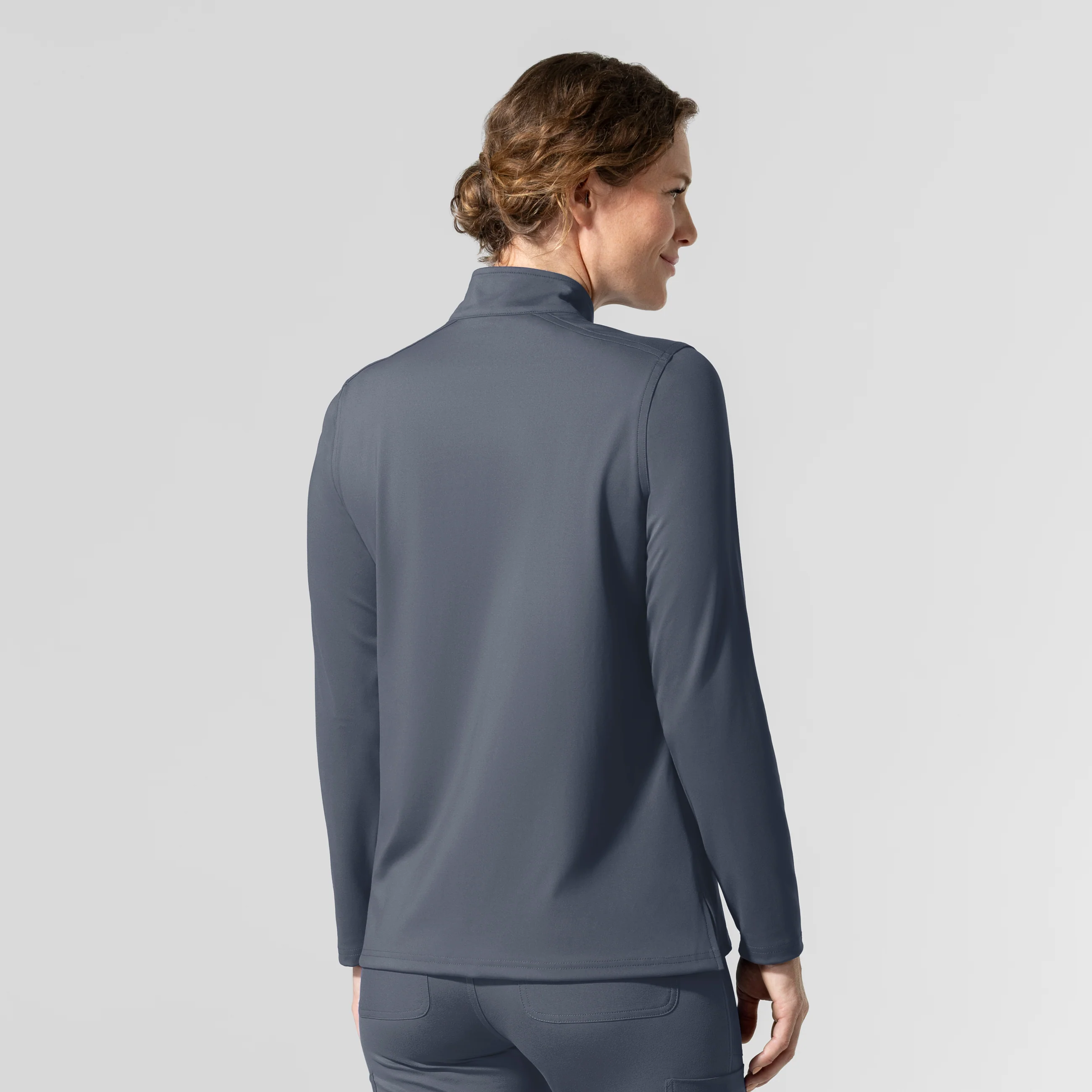 Carhartt Cross-Flex Knit Women's Long Sleeve Quarter Zip Scrub Top - Approaching Storm - Image 2