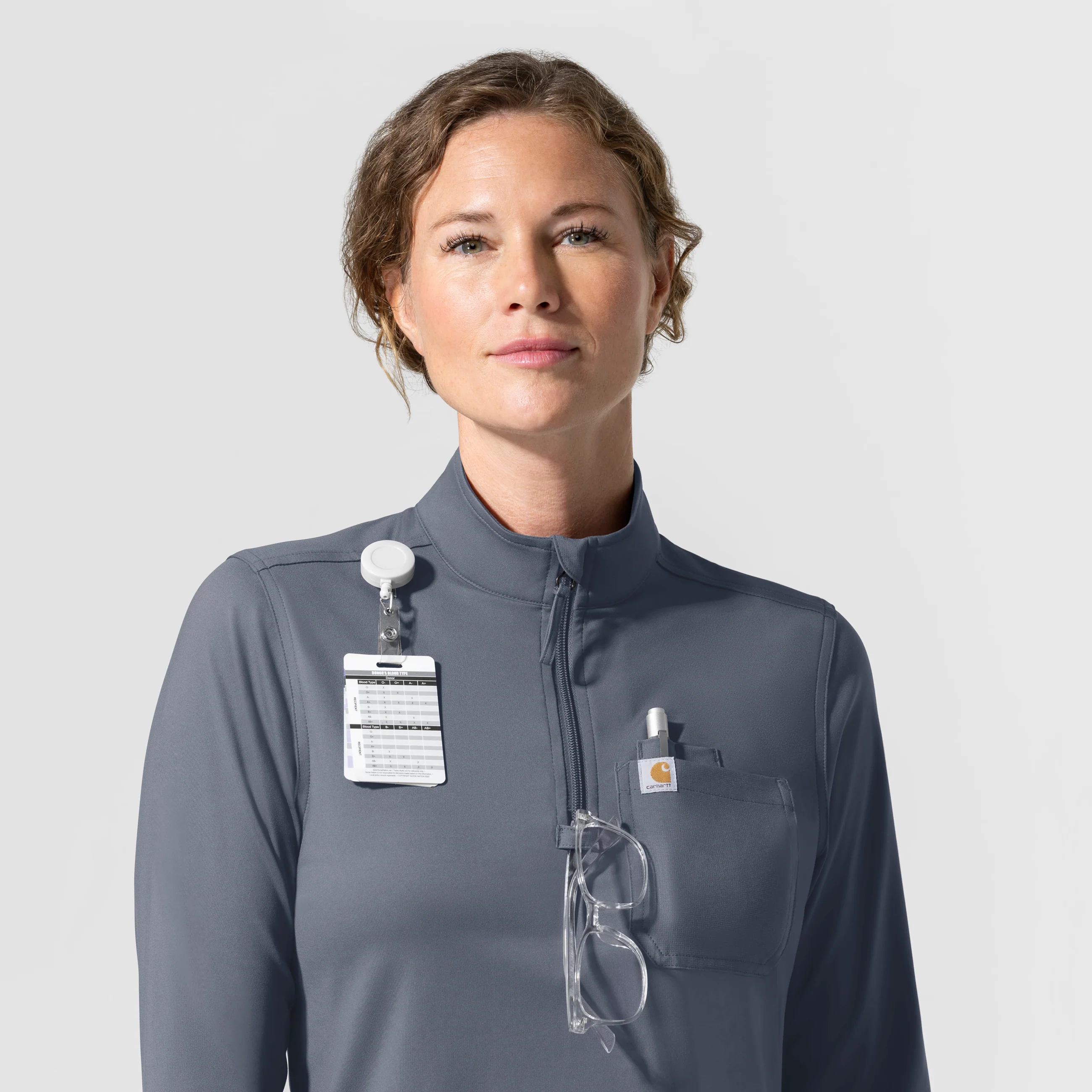 Carhartt Cross-Flex Knit Women's Long Sleeve Quarter Zip Scrub Top - Approaching Storm - Image 6