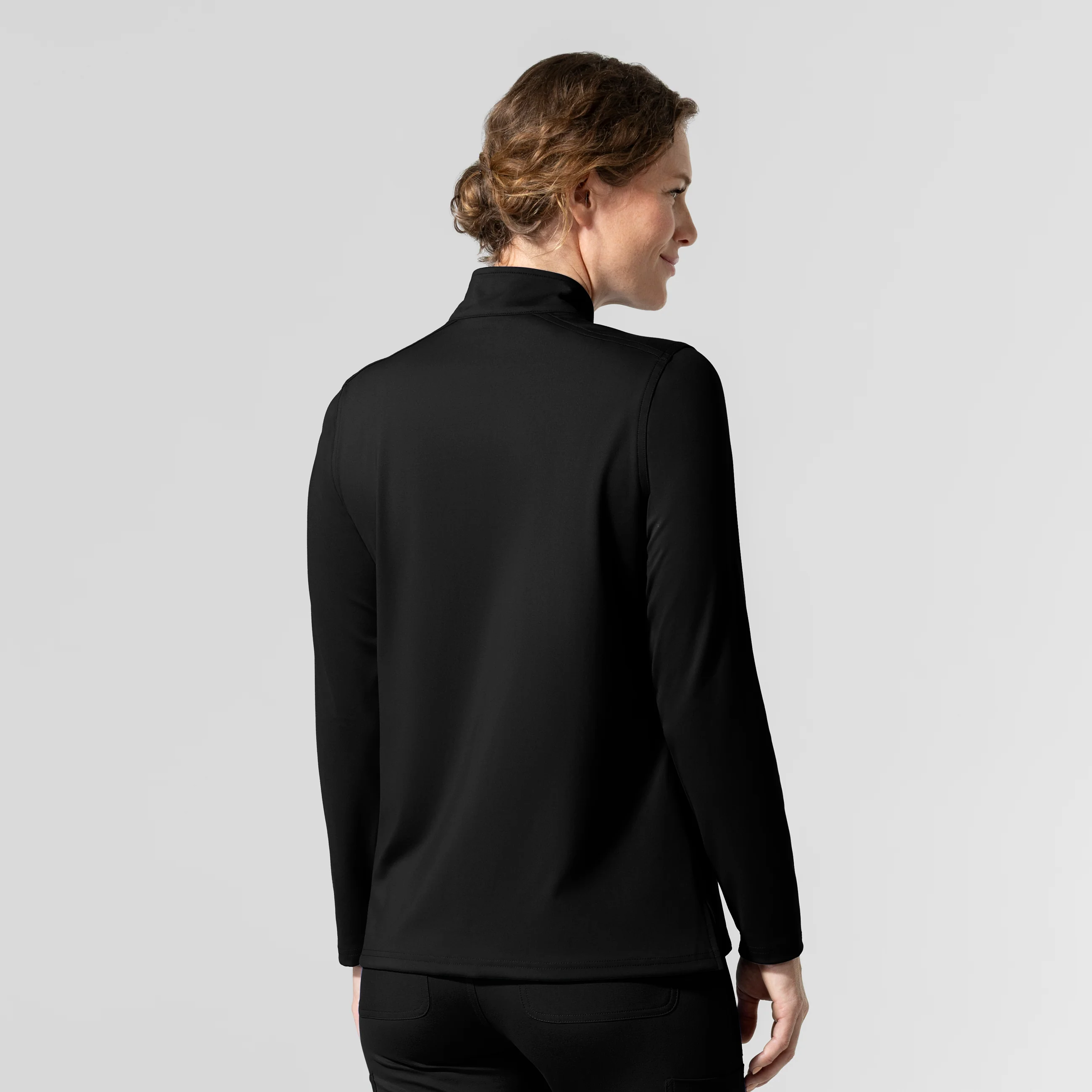 Carhartt Cross-Flex Knit Women's Long Sleeve Quarter Zip Scrub Top - Black - Image 2