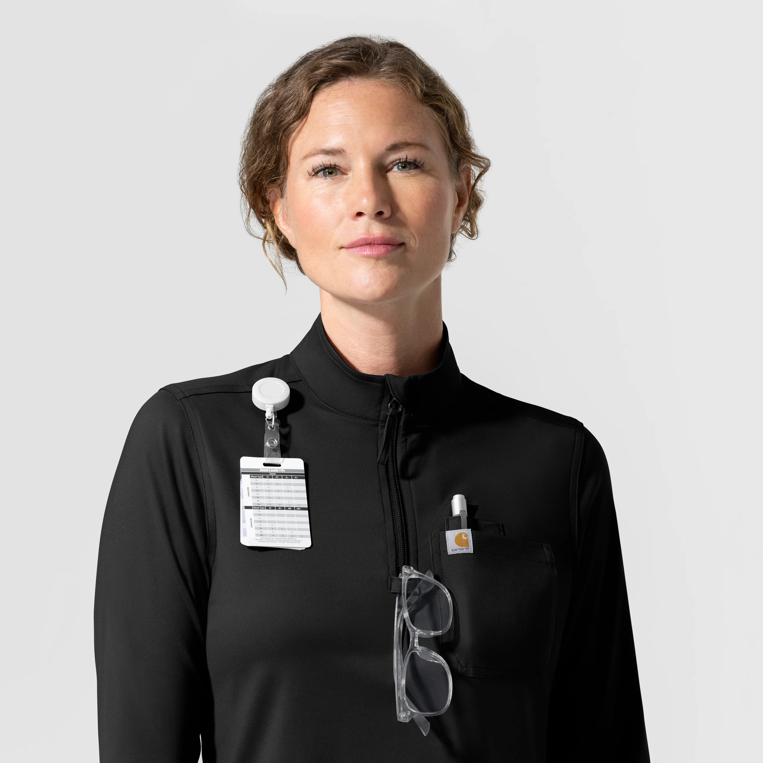 Carhartt Cross-Flex Knit Women's Long Sleeve Quarter Zip Scrub Top - Black - Image 6
