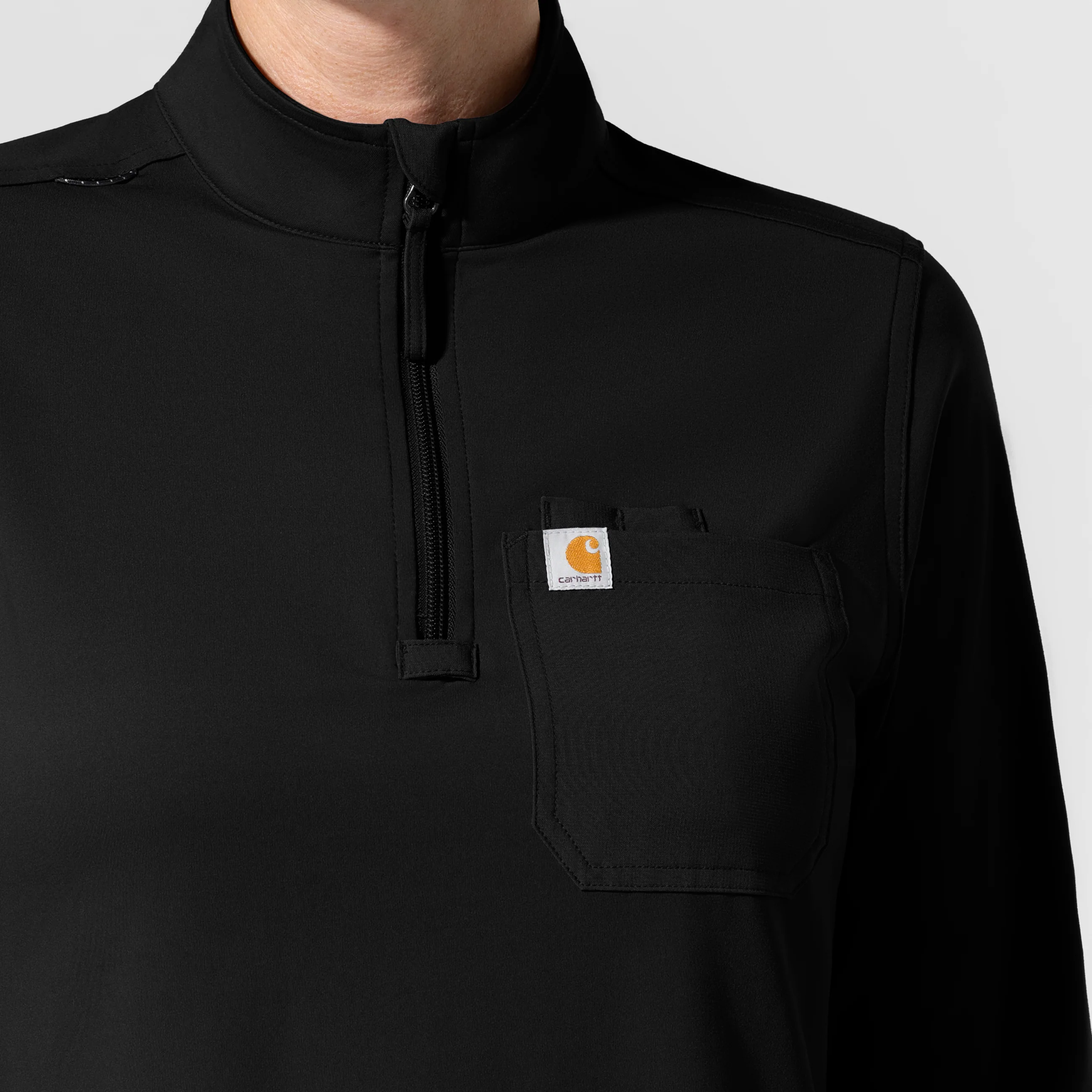 Carhartt Cross-Flex Knit Women's Long Sleeve Quarter Zip Scrub Top - Black - Image 7