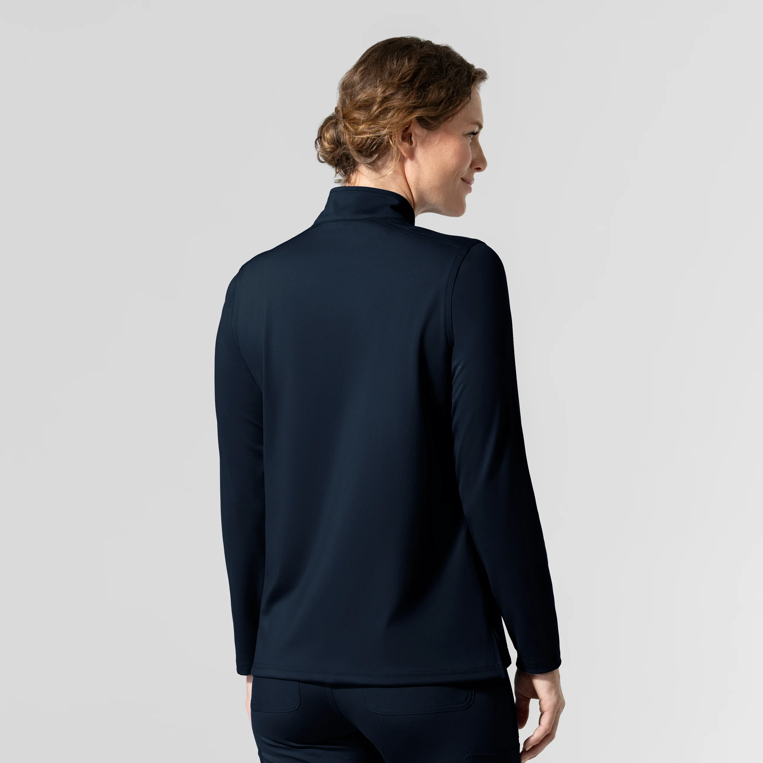 Carhartt Cross-Flex Knit Women's Long Sleeve Quarter Zip Scrub Top - Navy - Image 2