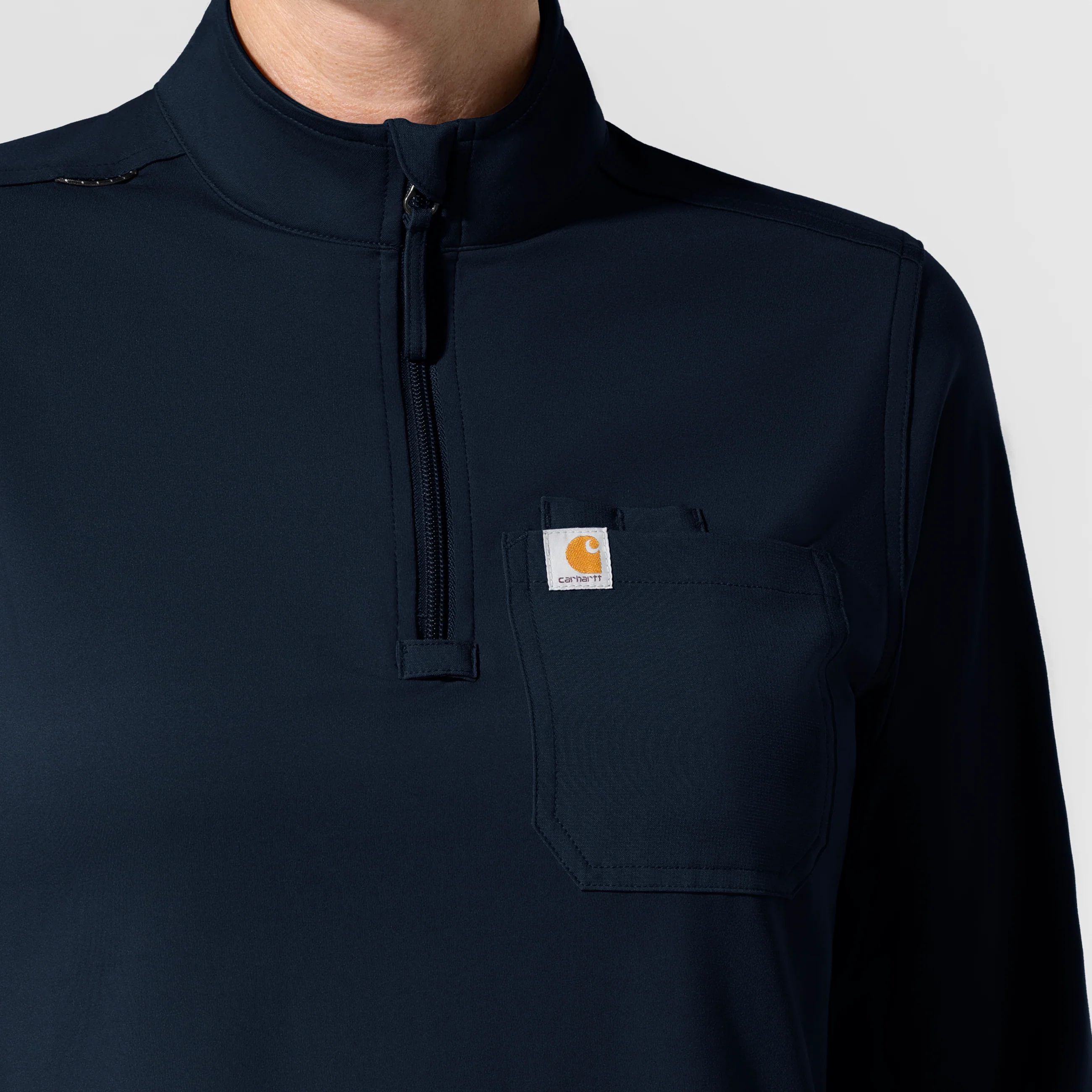 Carhartt Cross-Flex Knit Women's Long Sleeve Quarter Zip Scrub Top - Navy - Image 7