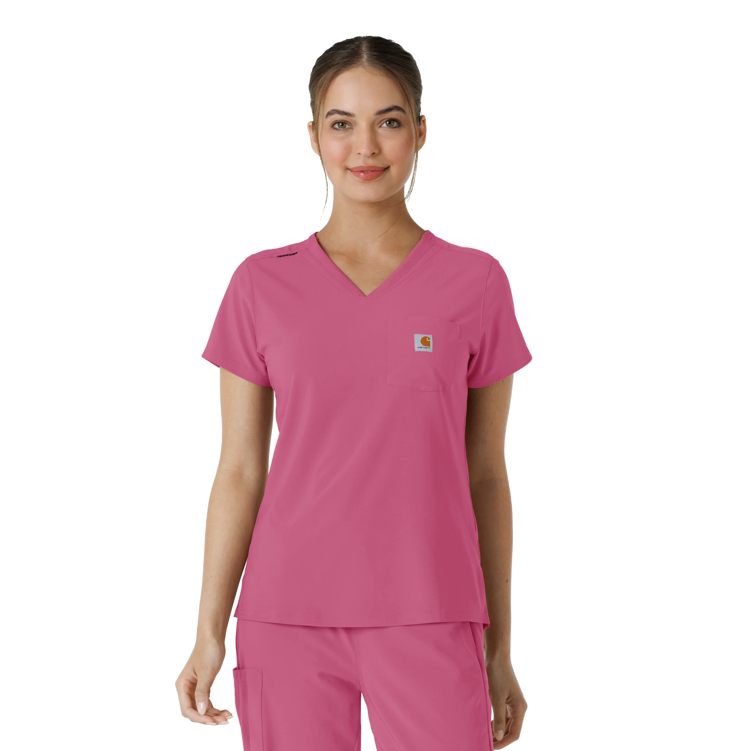 Carhartt Force Cross-Flex Women's Tuck-In Scrub Top - Electric Fuschia