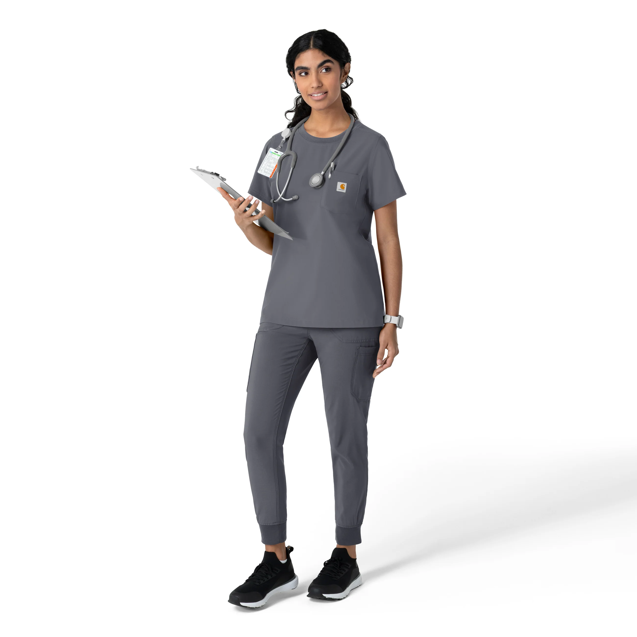 Carhartt Cross-Flex Women's Crew Neck Scrub Top - Approaching Storm - Image 3