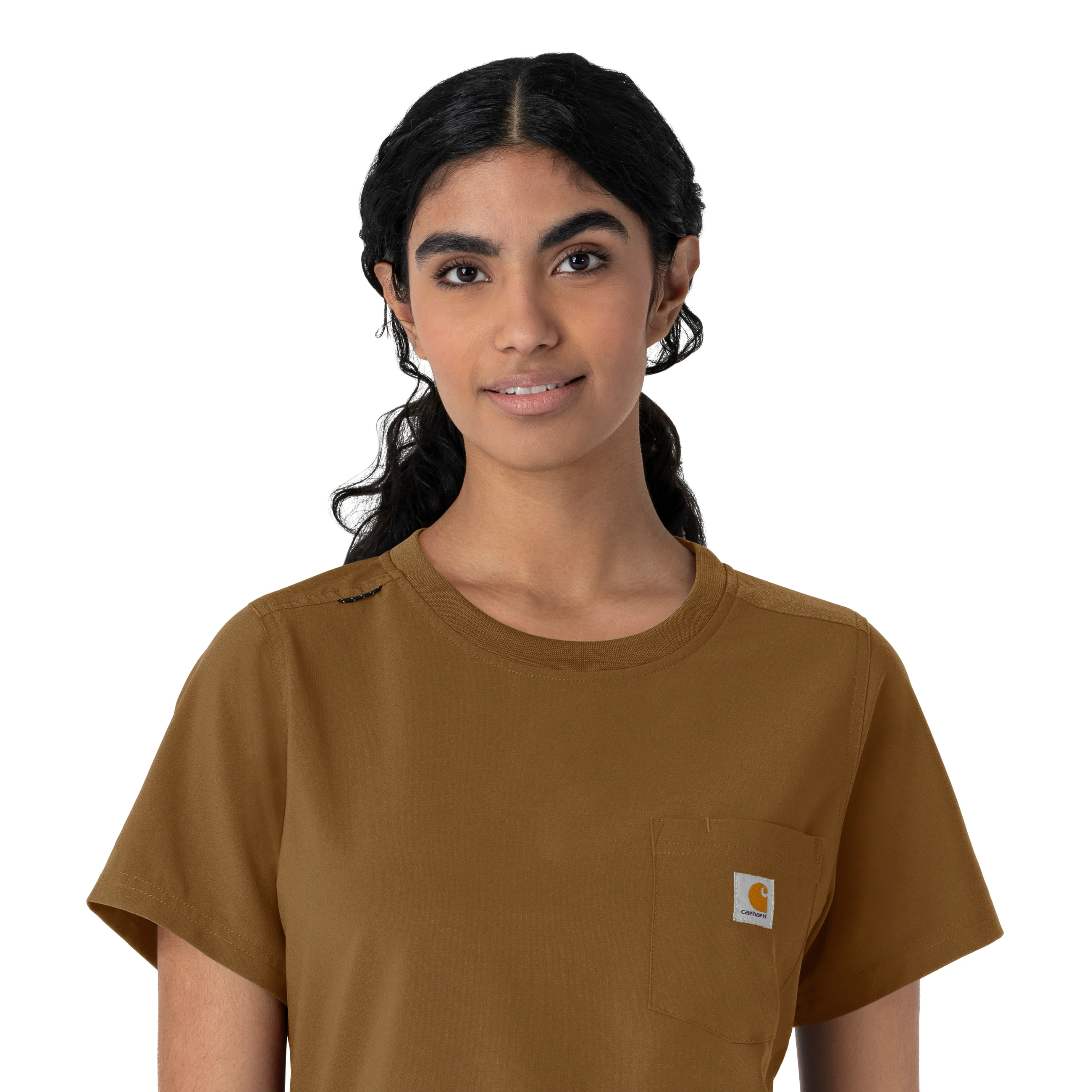 Carhartt Cross-Flex Women's Crew Neck Scrub Top - Carhartt Brown - Image 7