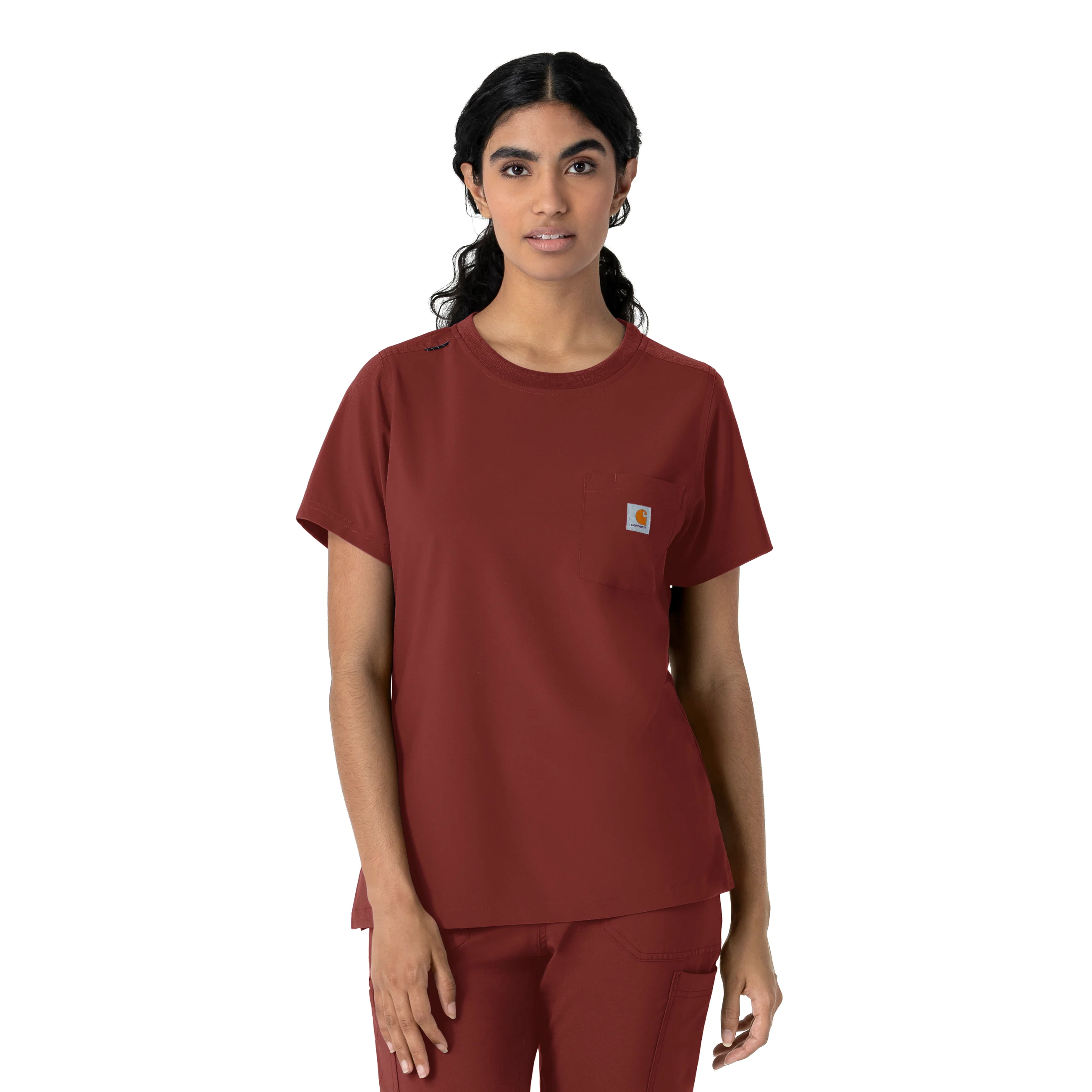 Carhartt Force Cross-Flex Women's Crew Neck Scrub Top - Amber Terrain