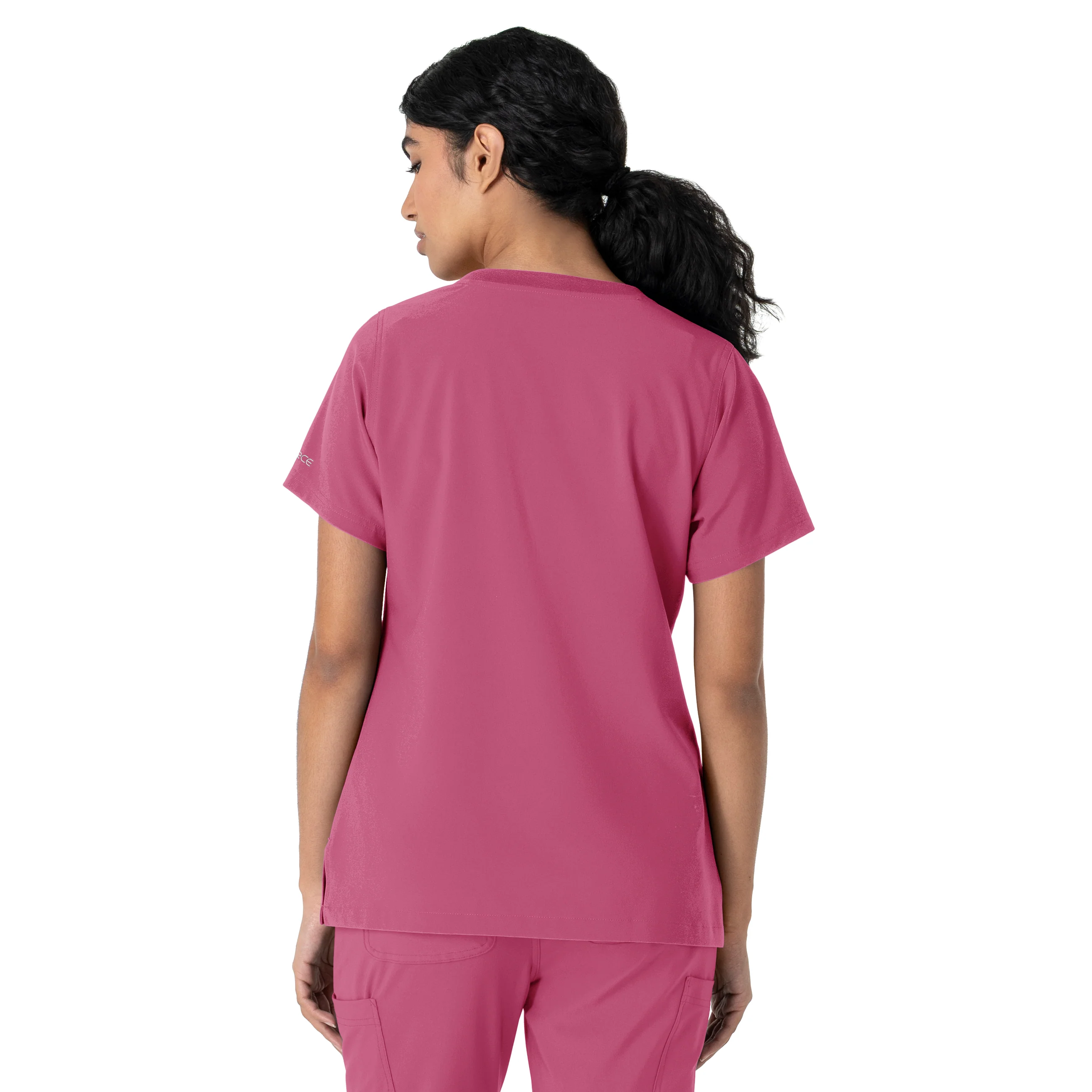 Carhartt Force Cross-Flex Women's Crew Neck Scrub Top - Electric Fuschia - Image 2