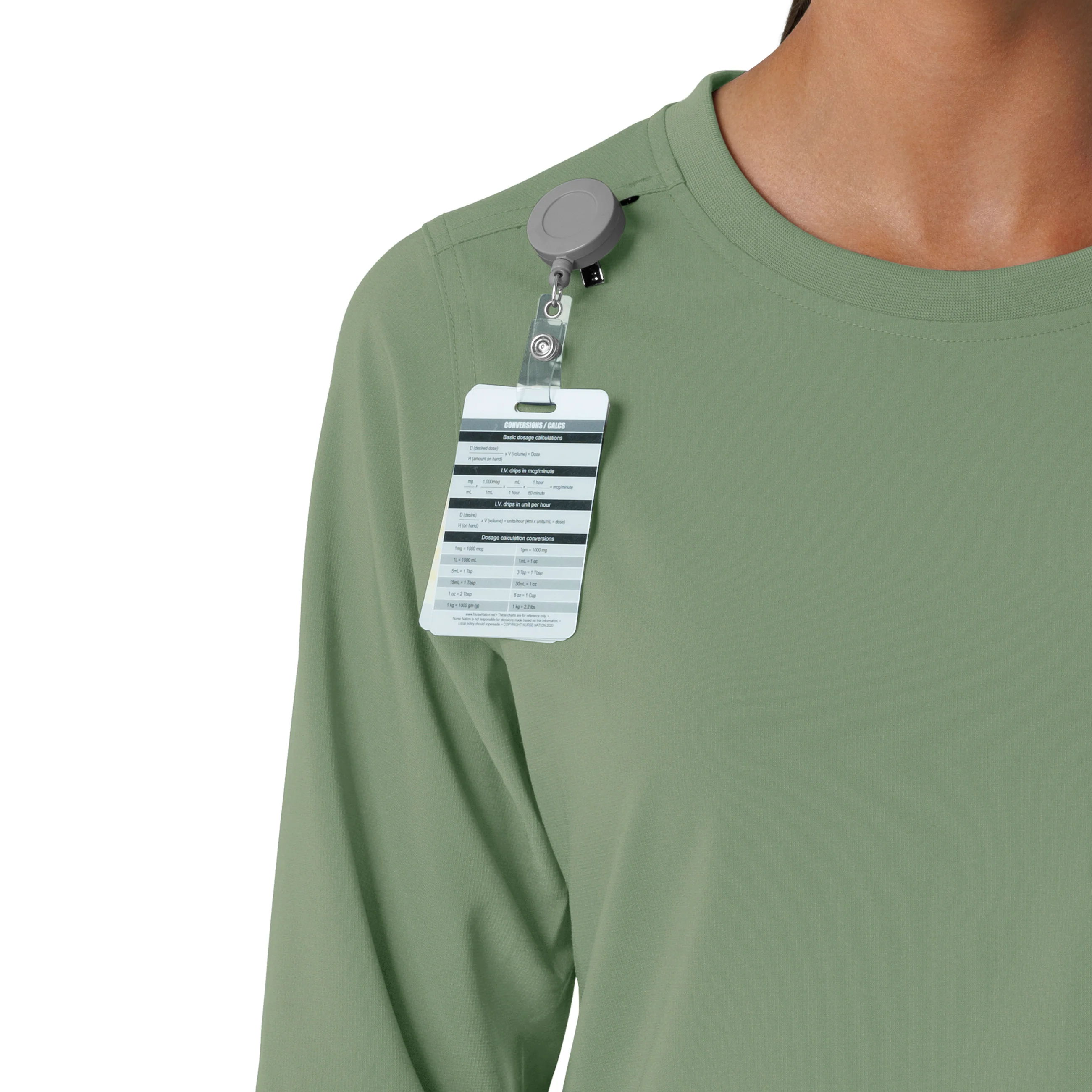 Carhartt Force Cross-Flex Women's Crew Neck Long Sleeve Scrub Top - Green Slate - Image 6