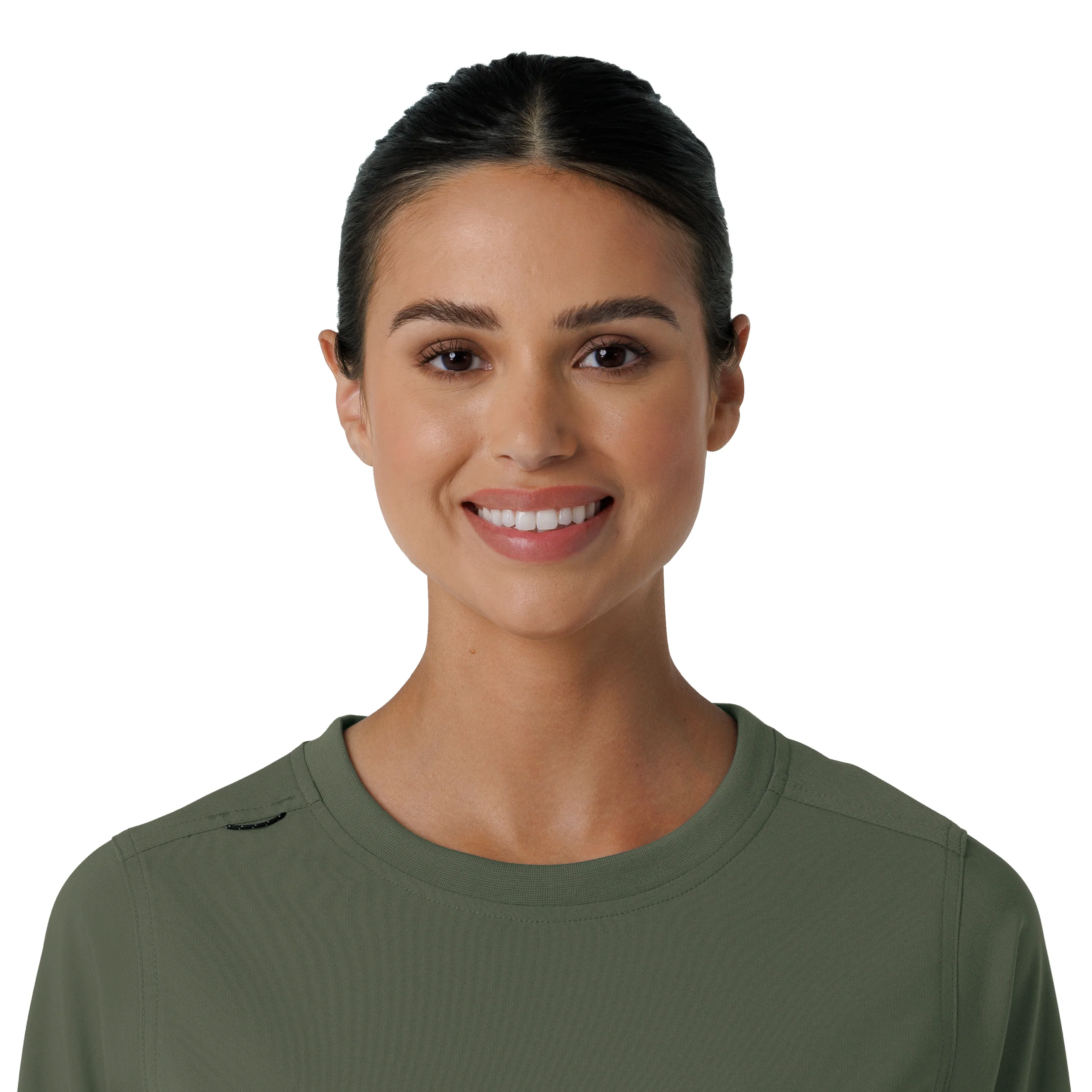Carhartt Force Cross-Flex Women's Crew Neck Long Sleeve Scrub Top - Olive - Image 5