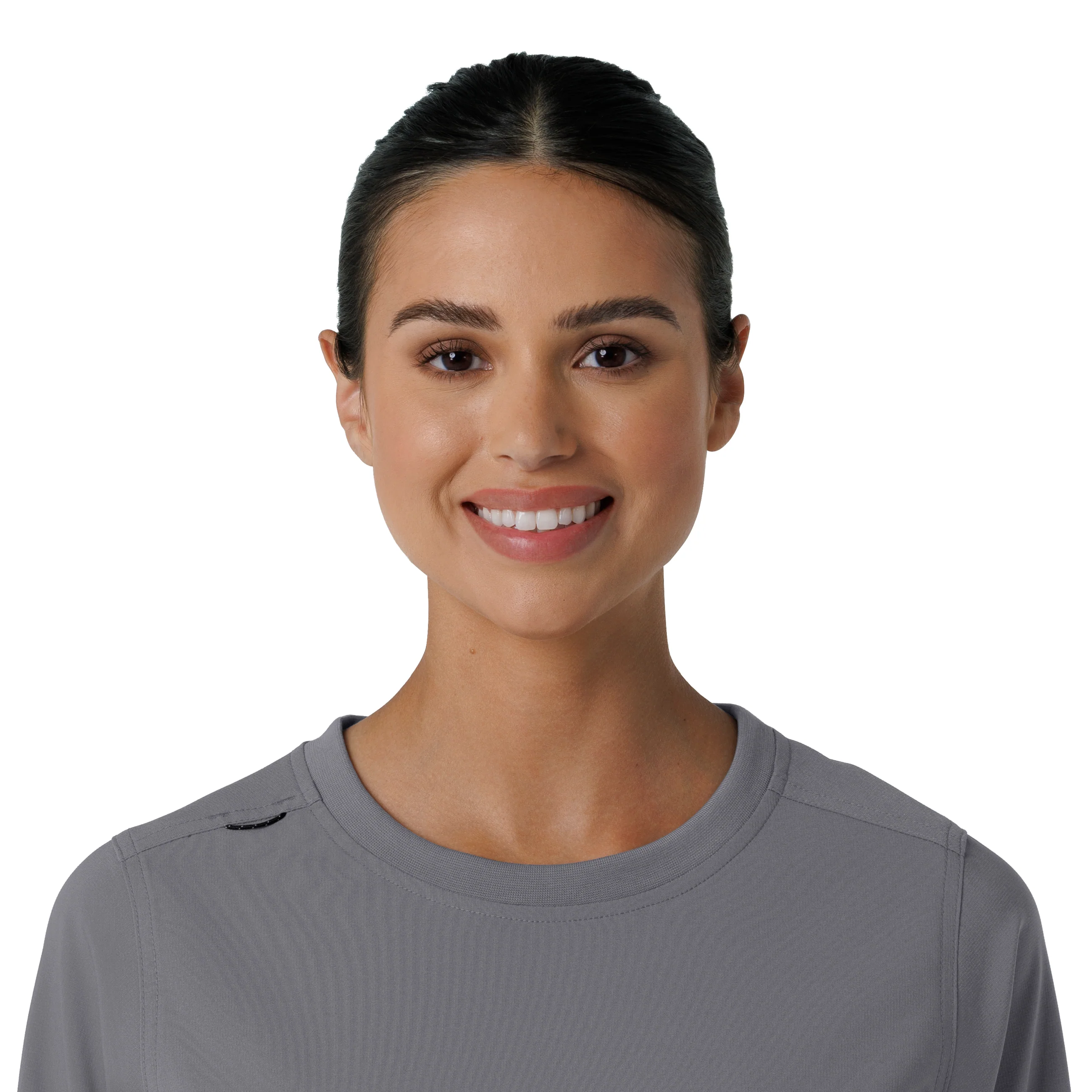 Carhartt Force Cross-Flex Women's Crew Neck Long Sleeve Scrub Top - Pewter - Image 5