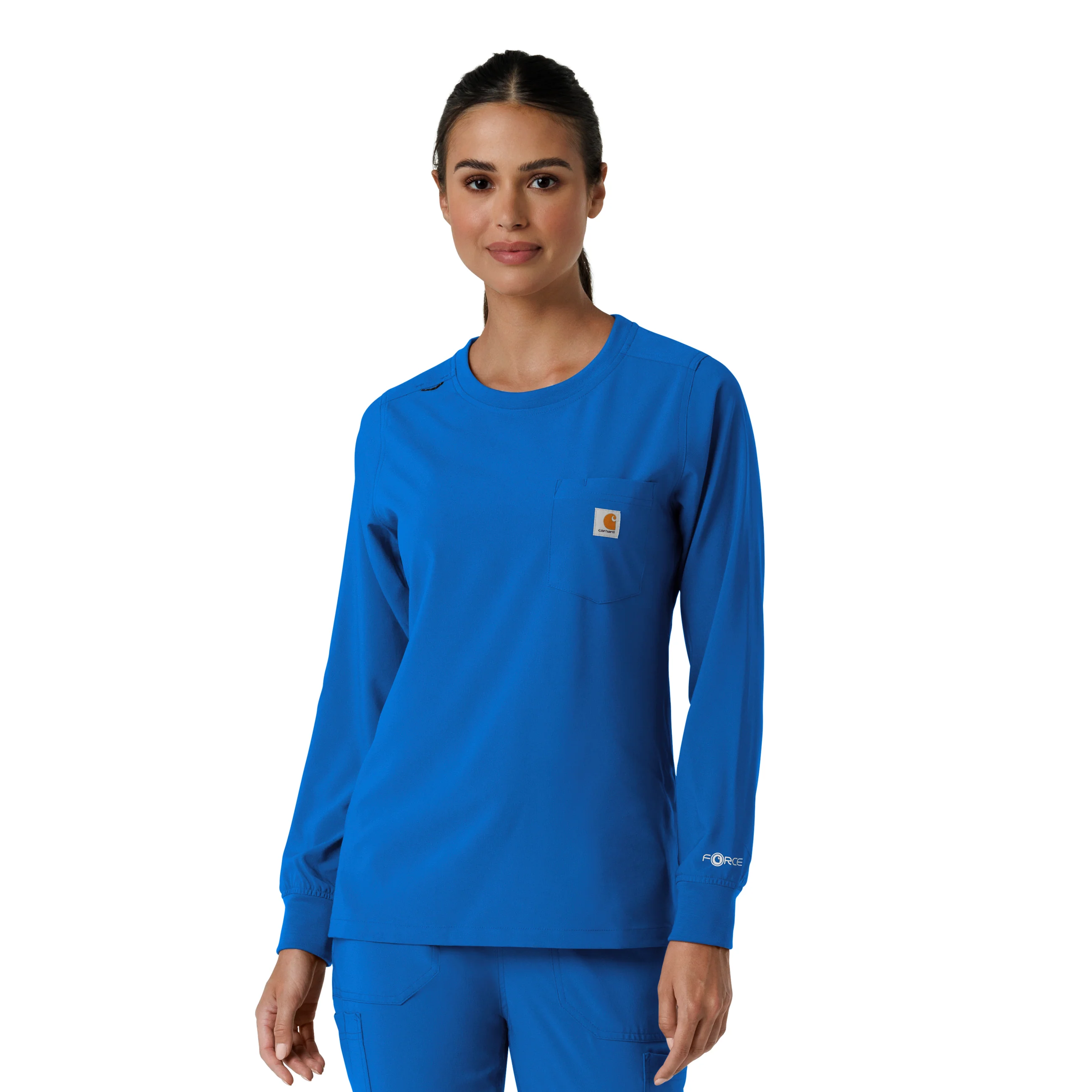Carhartt Force Cross-Flex Women's Crew Neck Long Sleeve Scrub Top - Royal