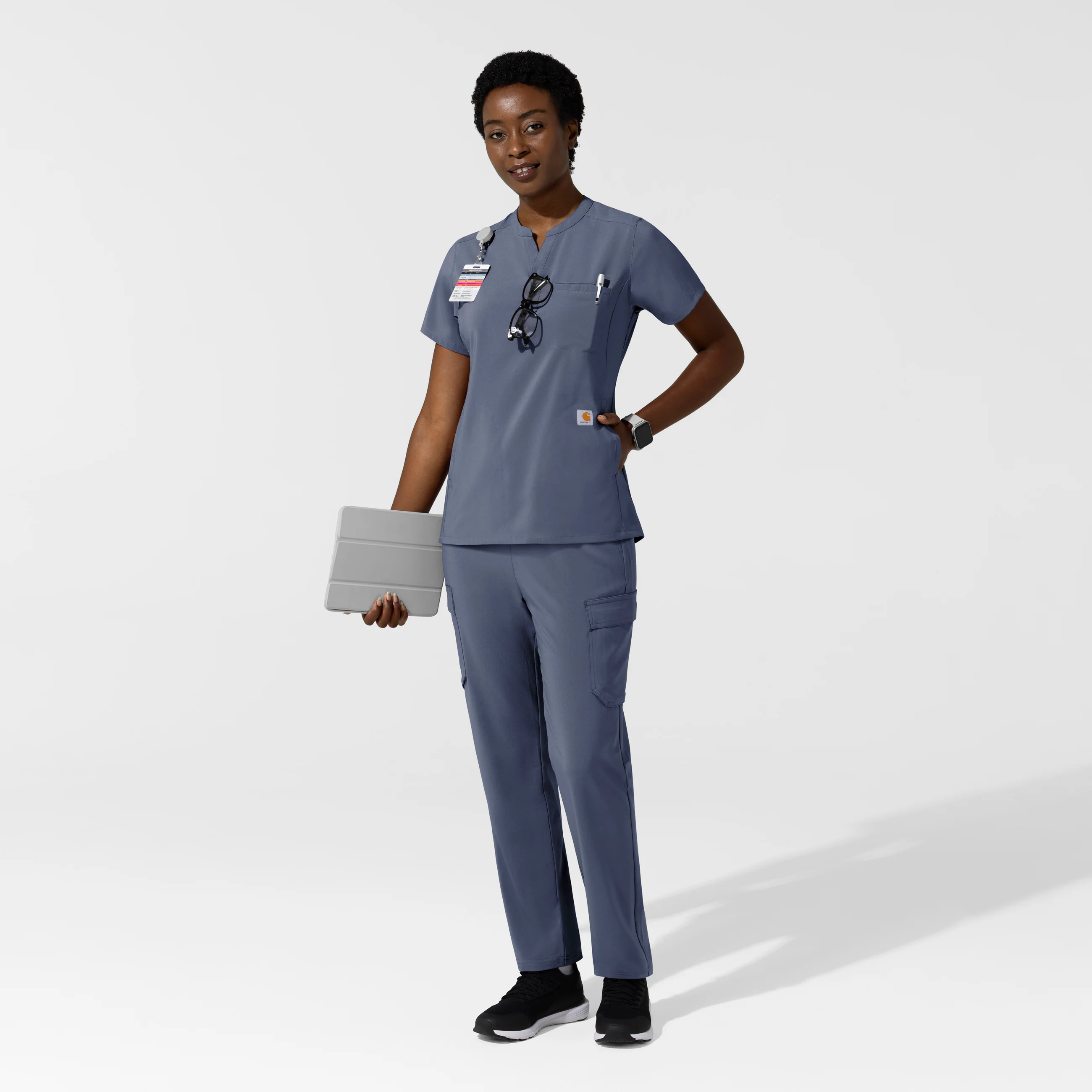 Carhartt Cross-Flex Women's Chest Pocket Scrub Top - Approaching Storm - Image 3