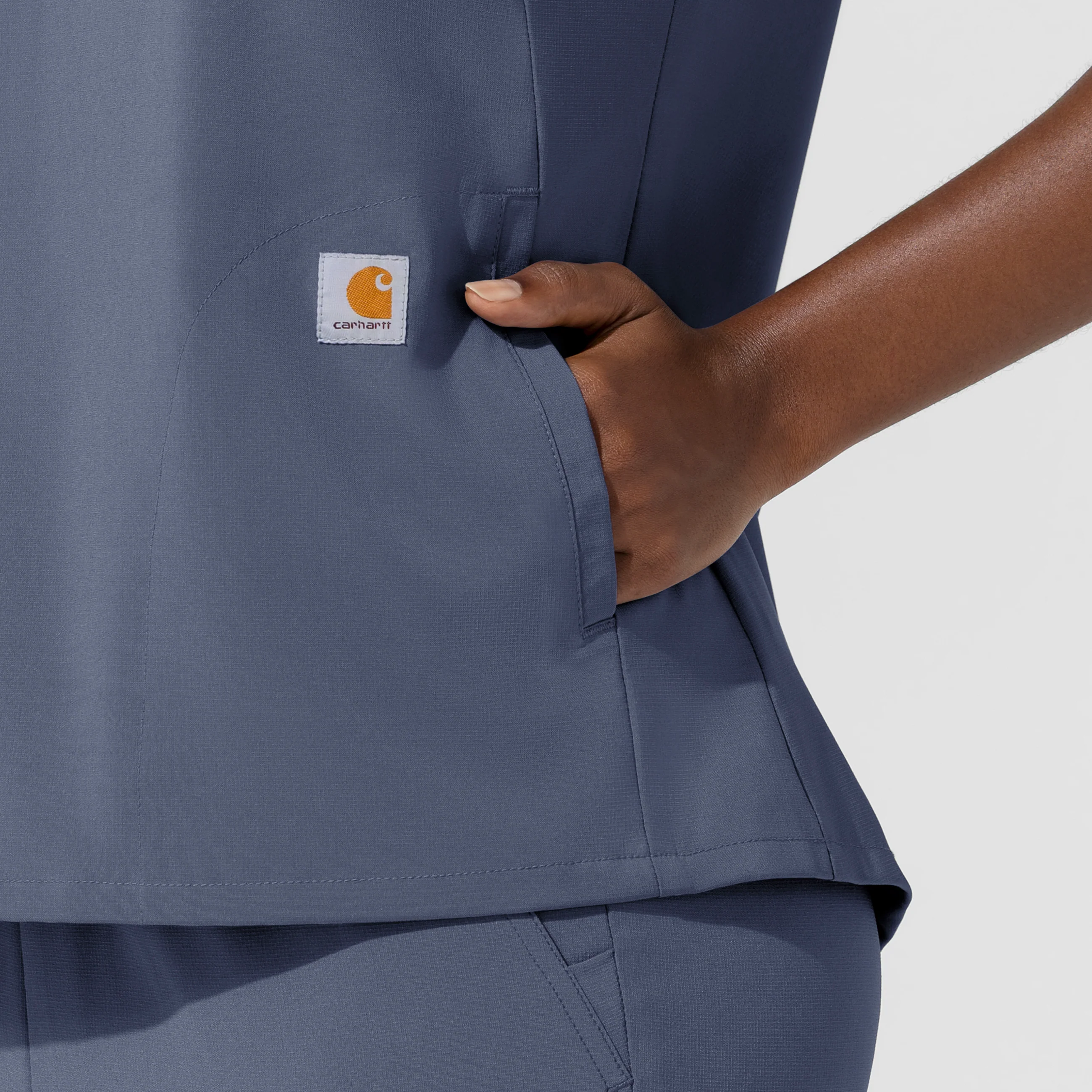Carhartt Cross-Flex Women's Chest Pocket Scrub Top - Approaching Storm - Image 9