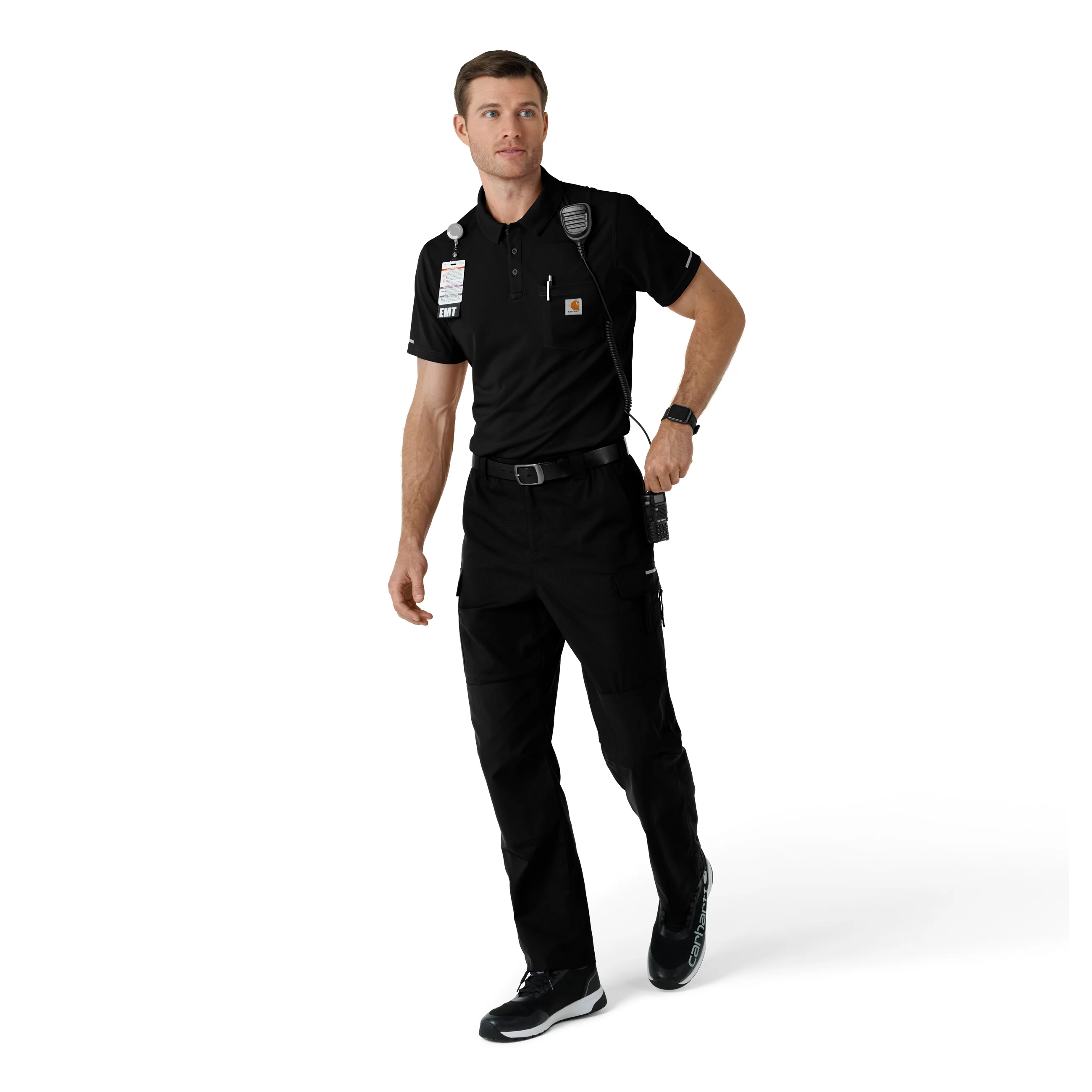 Carhartt Rugged Flex RSCU Men's Lightweight Short Sleeve Polo Scrub Top - Black - Image 3