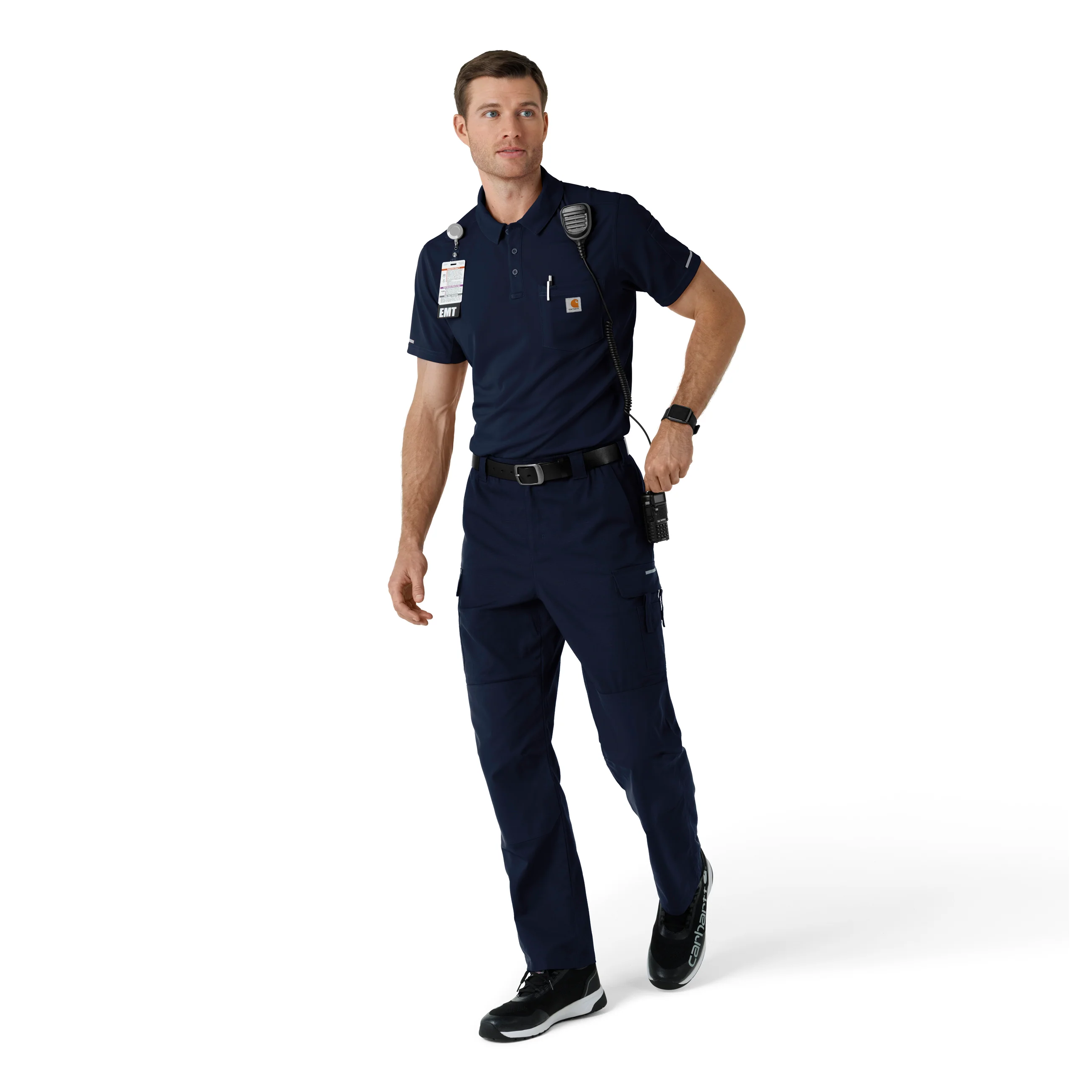 Carhartt Rugged Flex RSCU Men's Lightweight Short Sleeve Polo Scrub Top - Dark Navy - Image 3