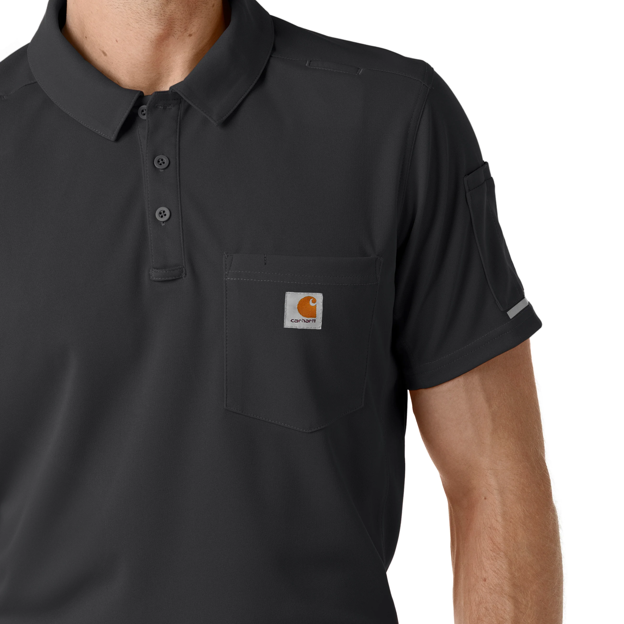 Carhartt Rugged Flex RSCU Men's Lightweight Short Sleeve Polo Scrub Top - Pewter - Image 11