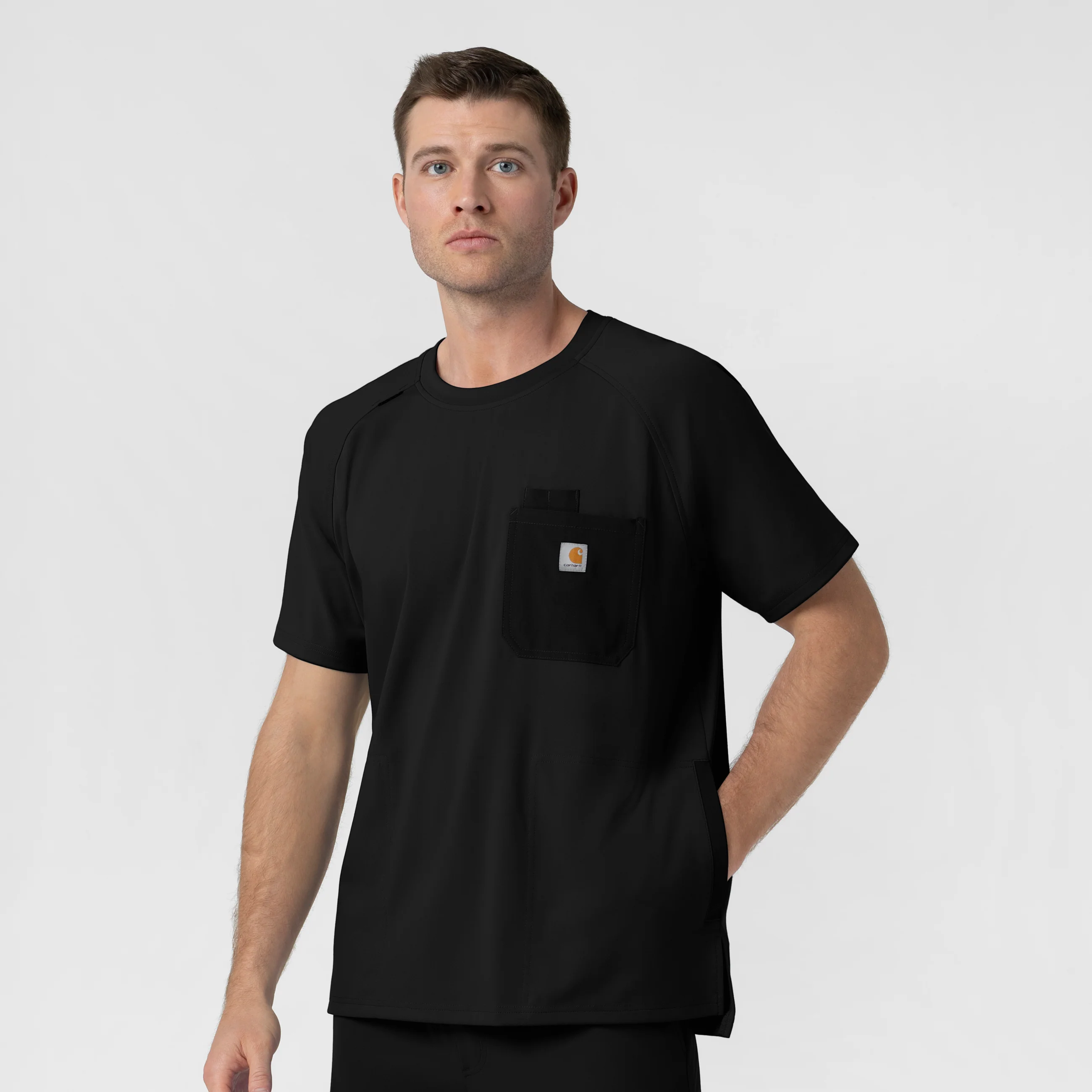 Carhartt Force Cross-Flex Knit Men's Crew Neck Scrub Top - Black - Image 4