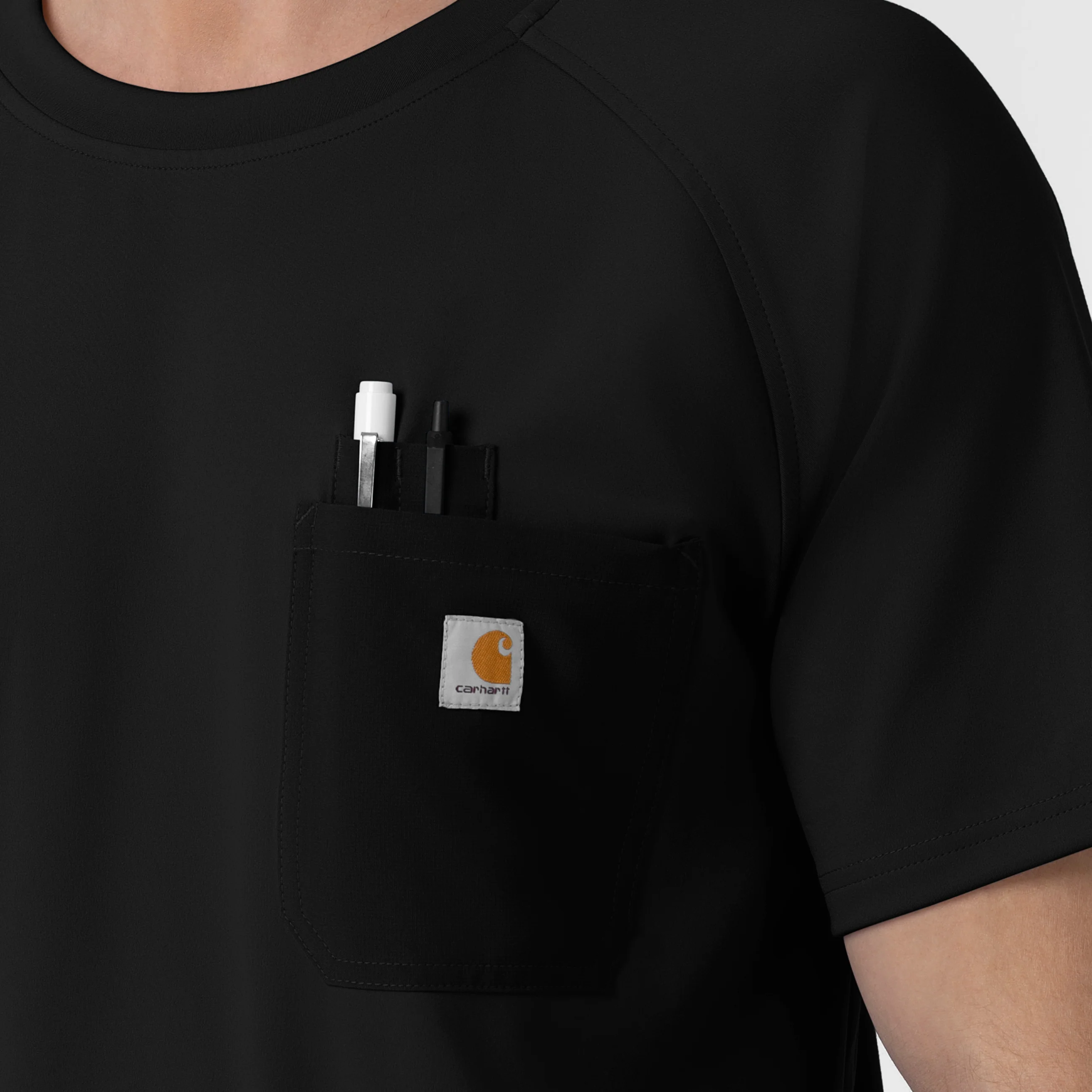 Carhartt Force Cross-Flex Knit Men's Crew Neck Scrub Top - Black - Image 7