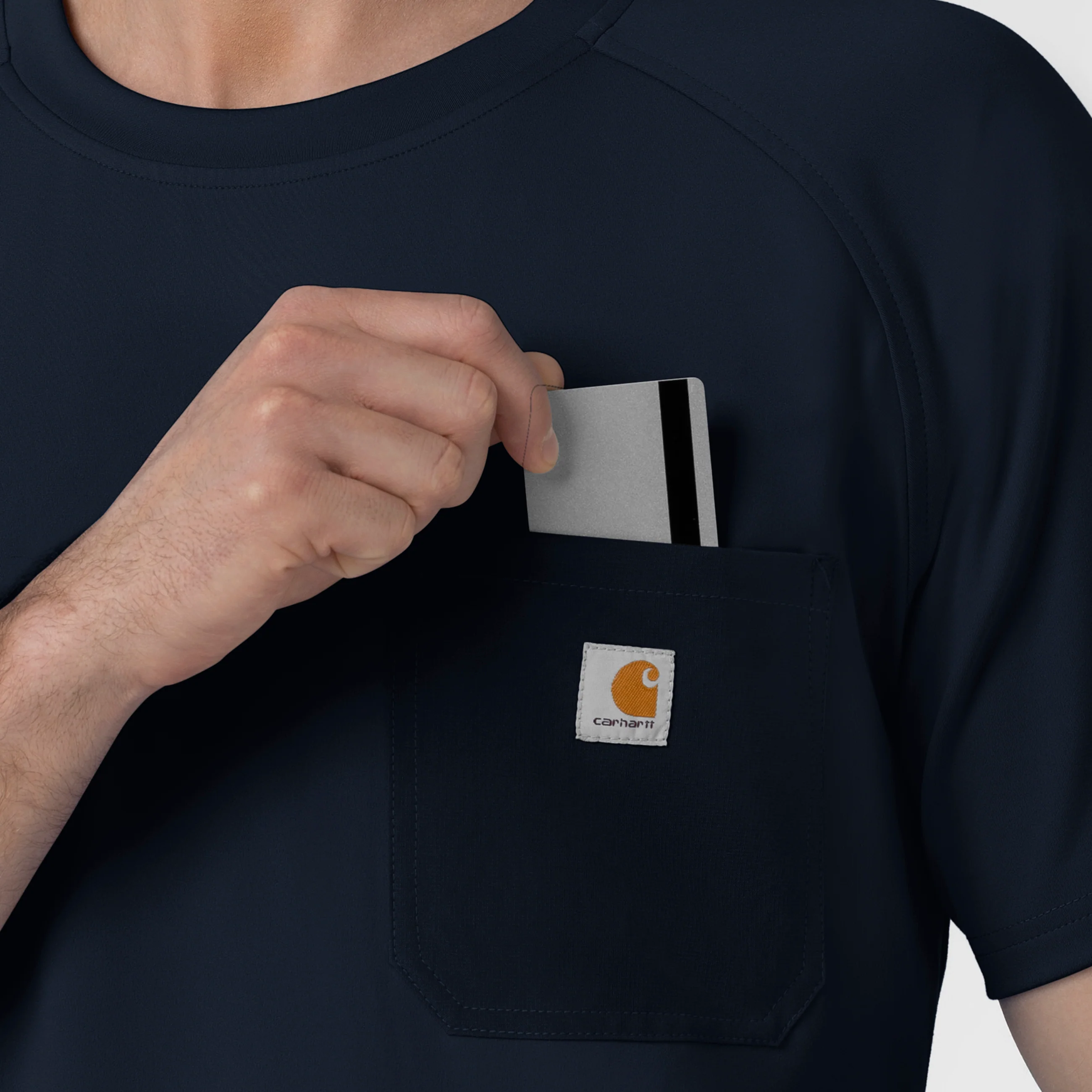 Carhartt Force Cross-Flex Knit Men's Crew Neck Scrub Top - Navy - Image 6