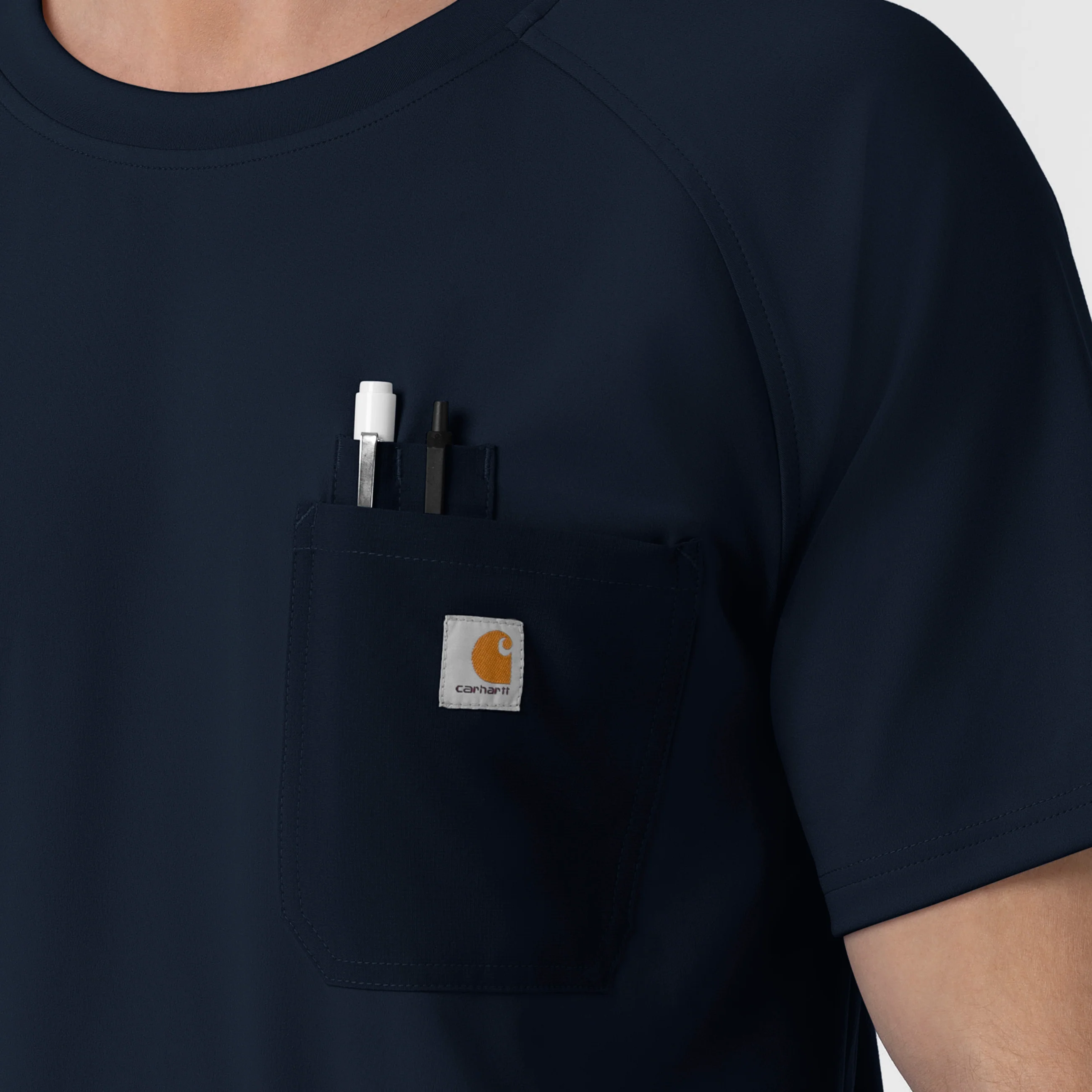 Carhartt Force Cross-Flex Knit Men's Crew Neck Scrub Top - Navy - Image 7