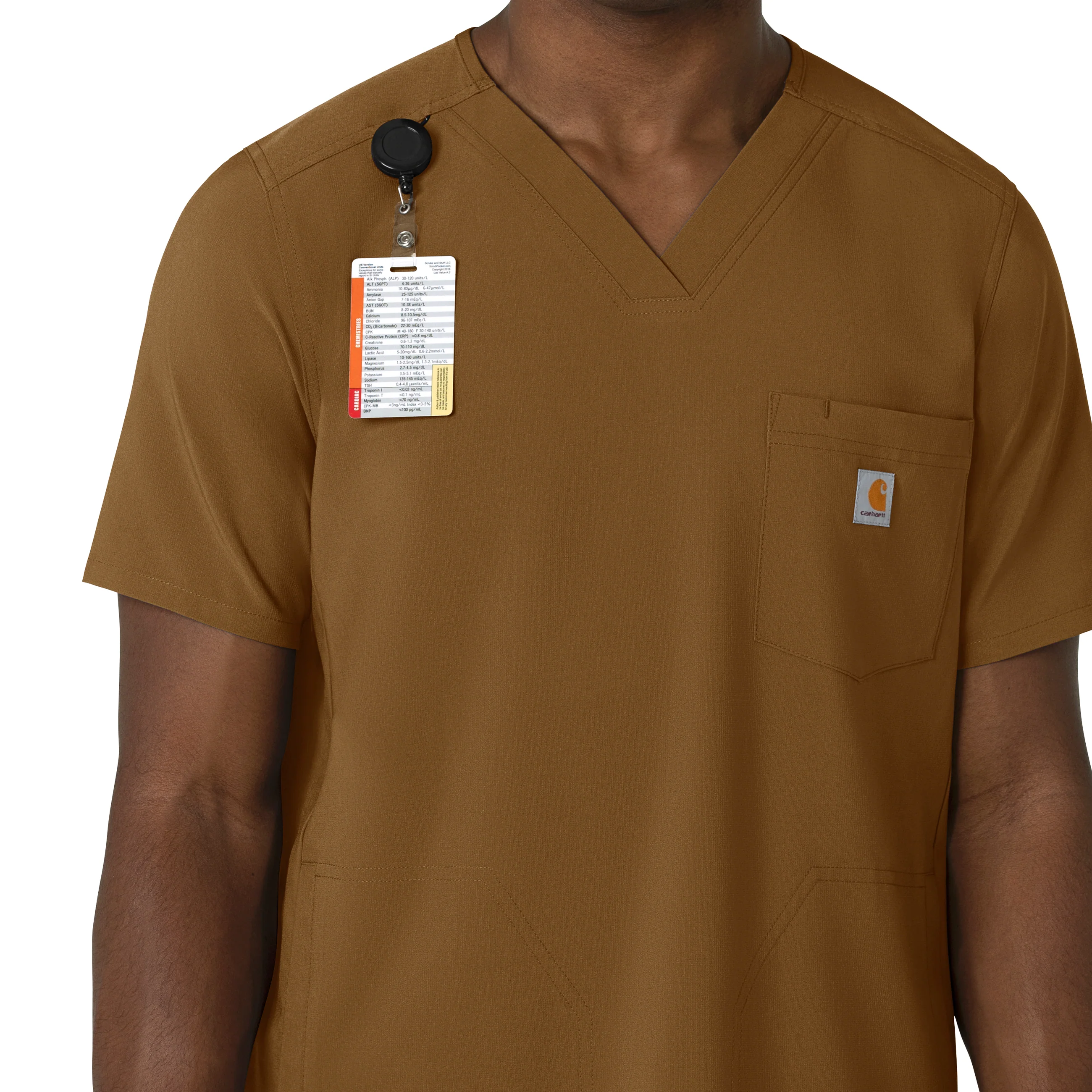 Carhartt Cross-Flex Men's V-Neck Scrub Top - Carhartt Brown - Image 5