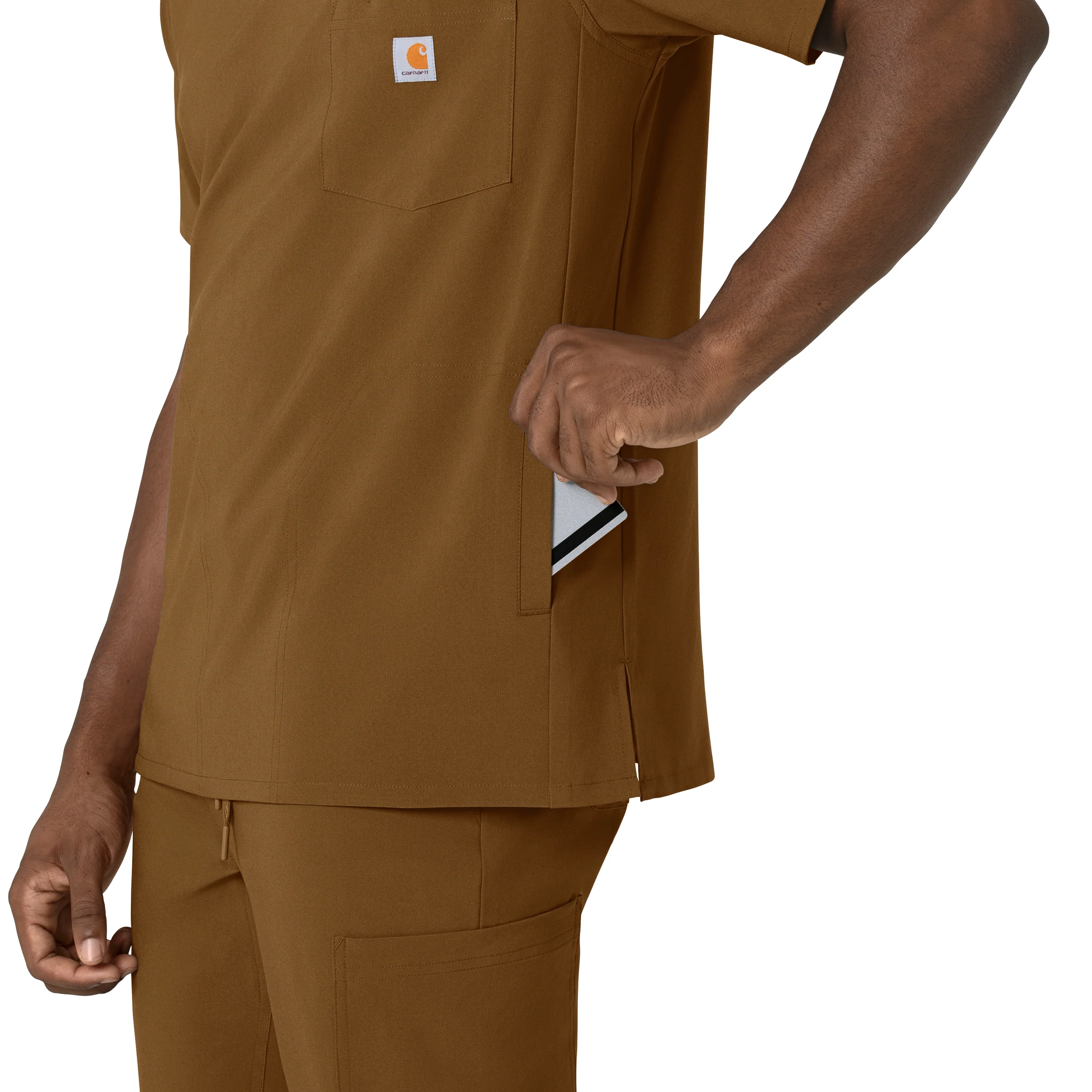 Carhartt Cross-Flex Men's V-Neck Scrub Top - Carhartt Brown - Image 7