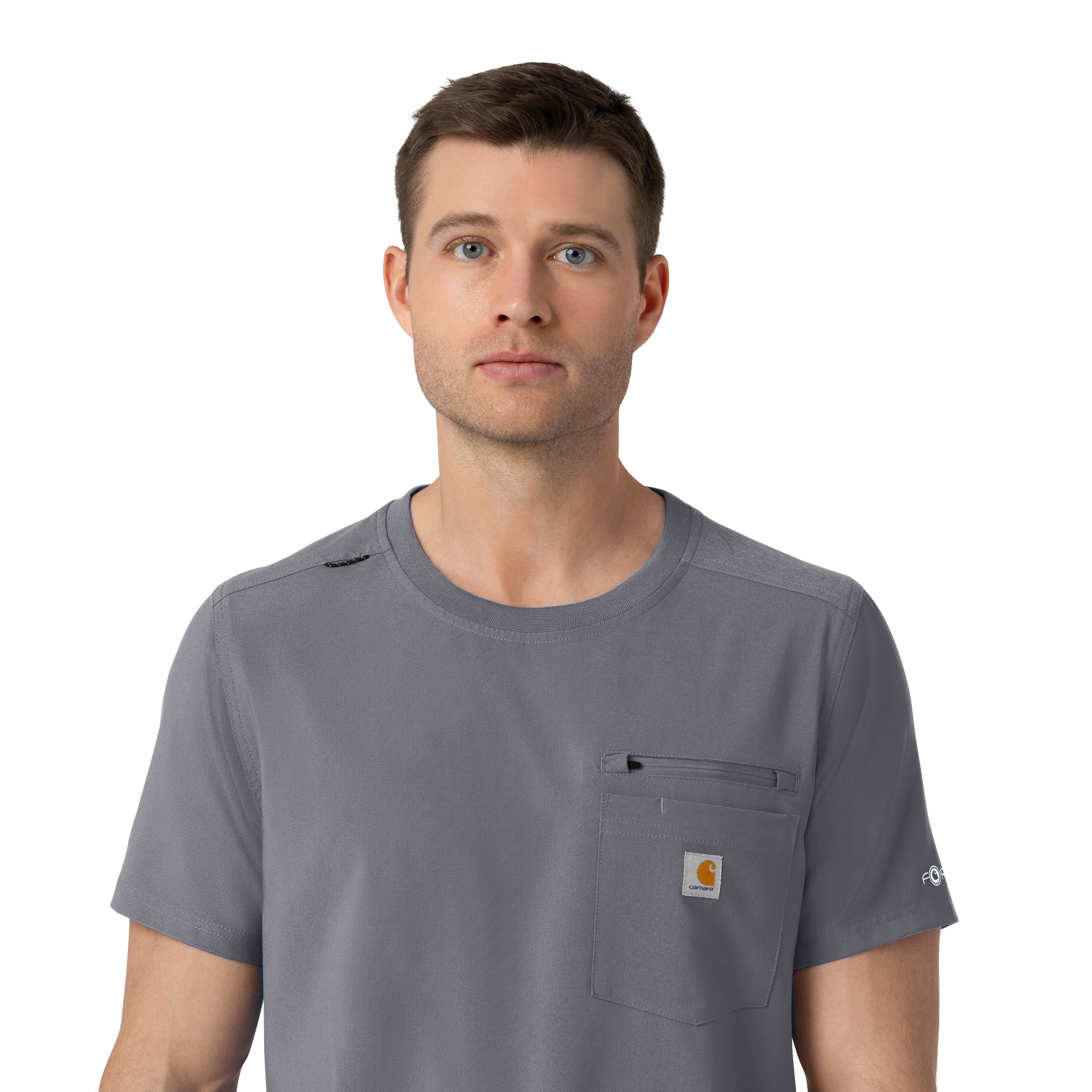 Carhartt Force Cross-Flex Men's Crew Neck Scrub Top - Pewter - Image 7