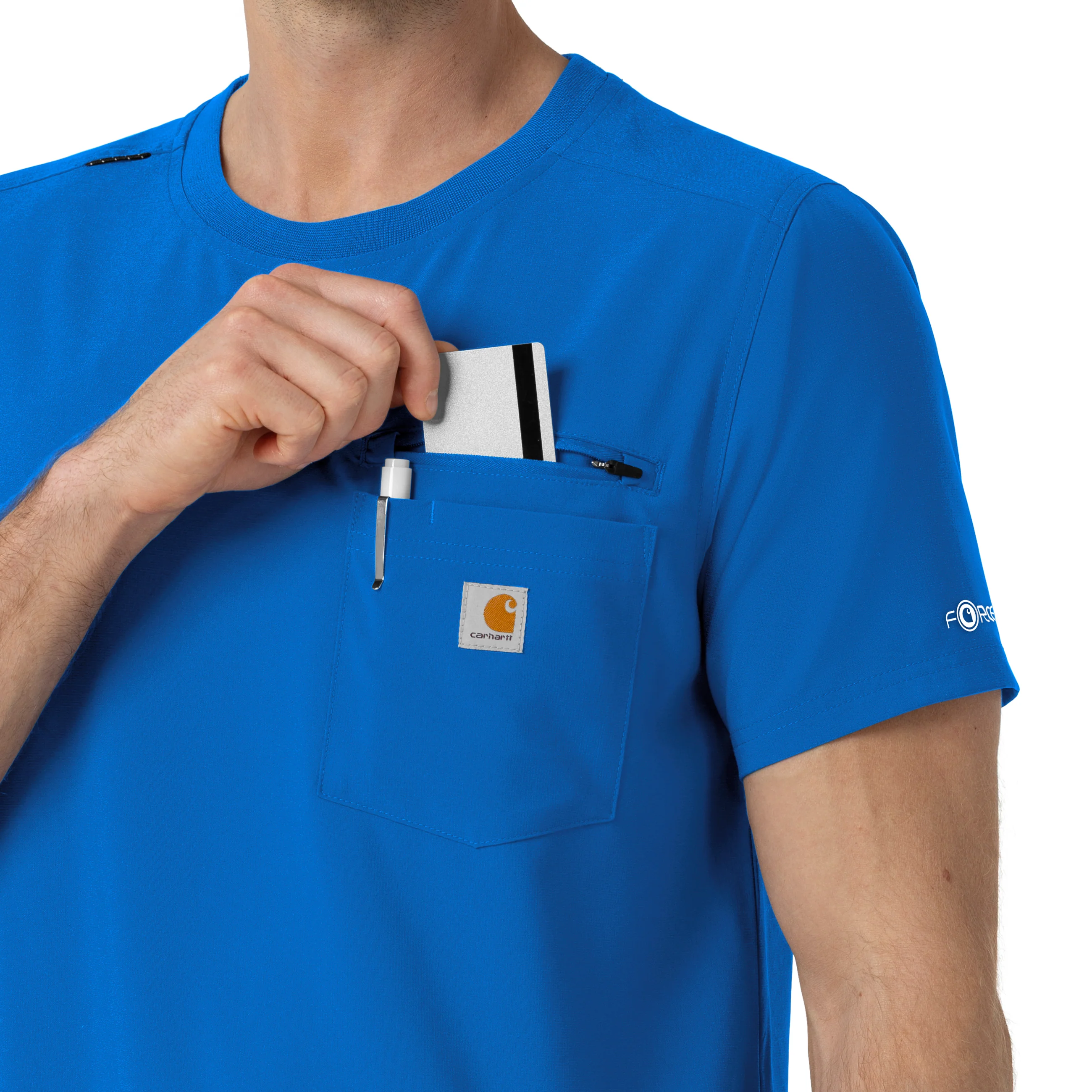 Carhartt Force Cross-Flex Men's Crew Neck Scrub Top - Royal - Image 5