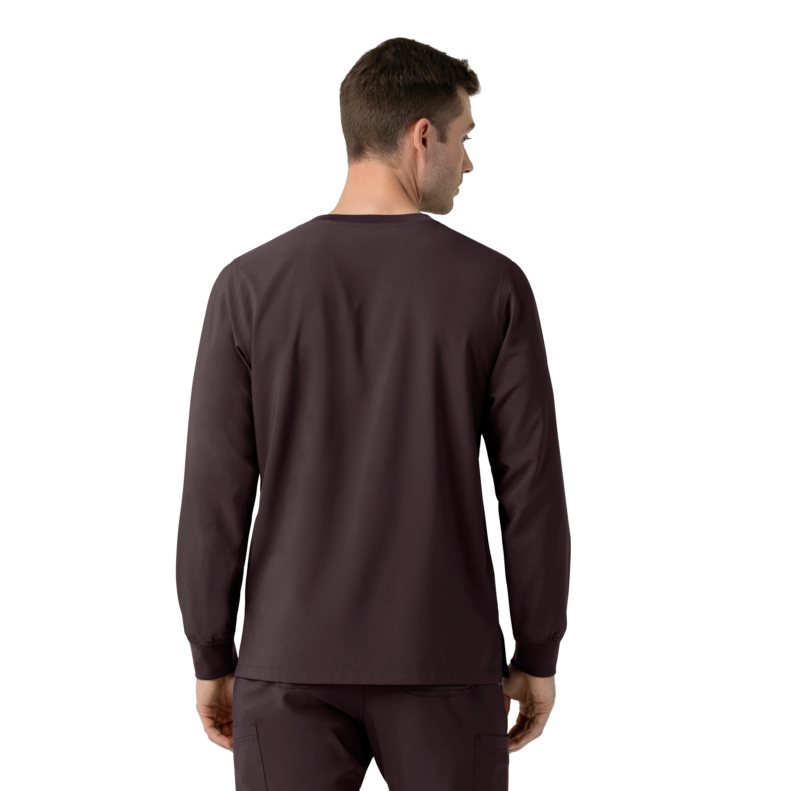 Carhartt Force Cross-Flex Men's Crew Neck Long Sleeve Scrub Top - Dark Sepia - Image 2